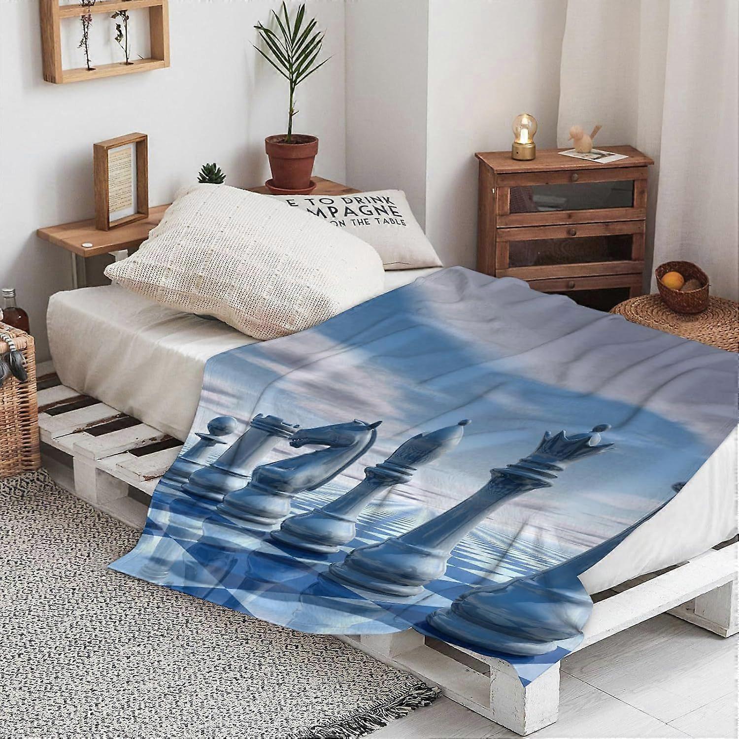 Quente Macio Fundo azul claro com xadrez e céu render ilustração Throw Blanket, Inverno Quente Sofá-cama Throw Bed Picnic Blanket Throw Over Soft Plu