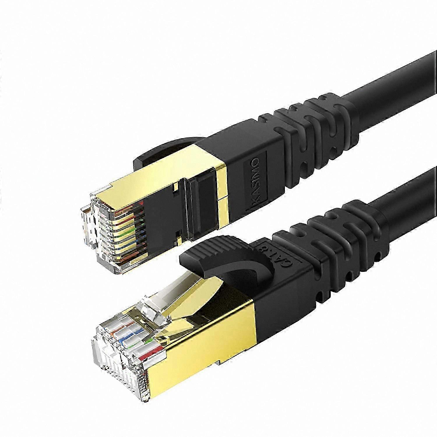 Gold Plated Ethernet Cable, 2m Black Internet Cord for High-Speed Networking