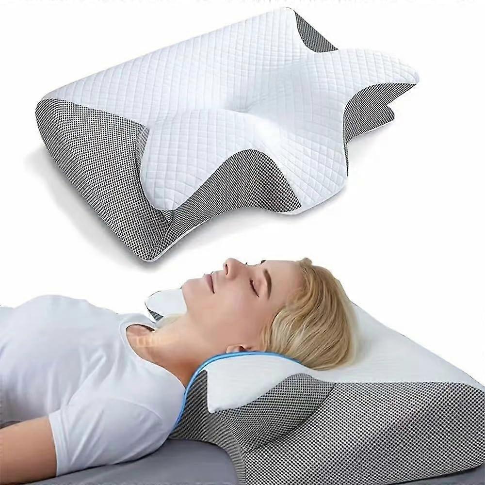 2in1 Ergonomic Cervical Pillow Orthopedic Memory Foam Pillow For Back And Side Sleepers Breathable And Supportive Gray