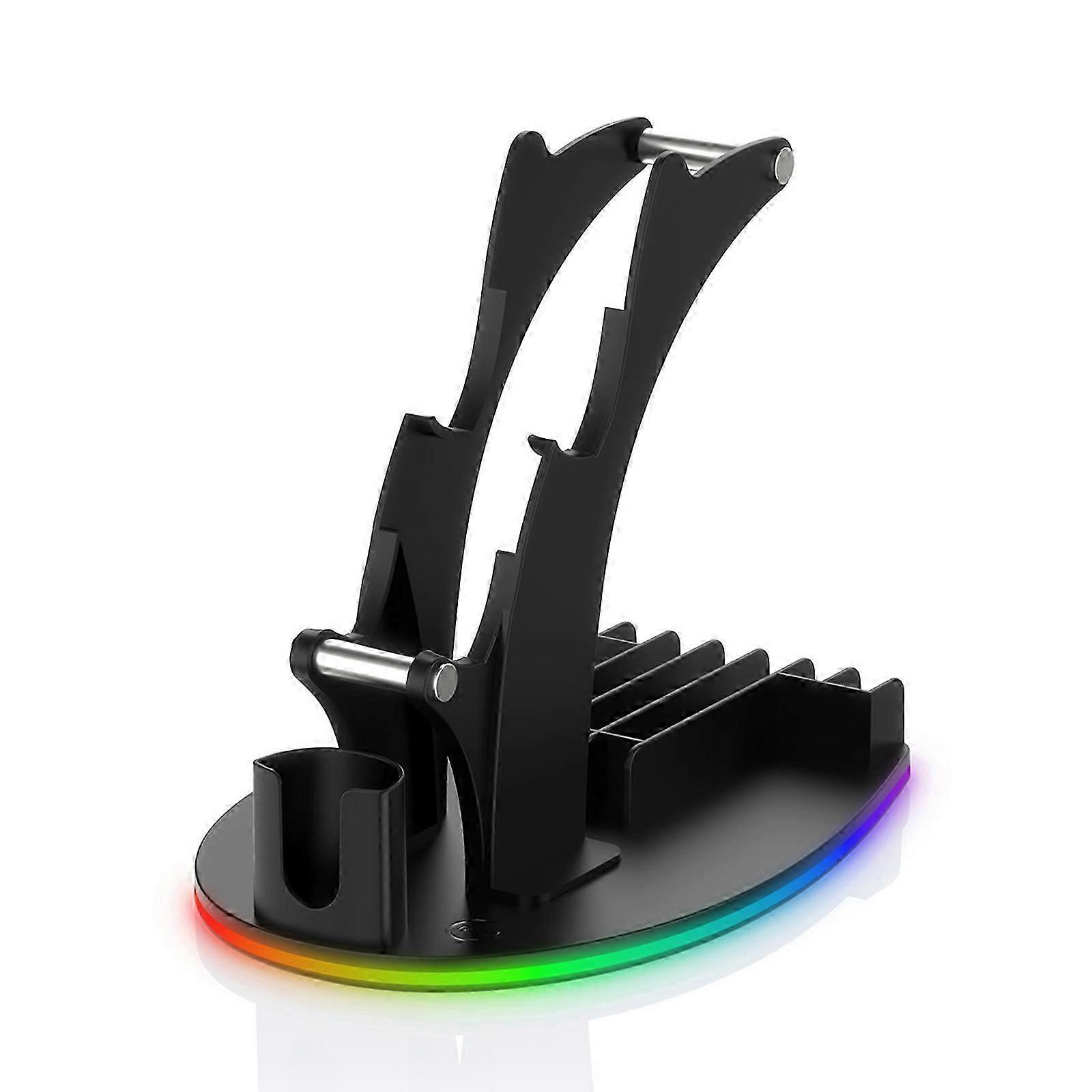 Gaming Console Accessory Holder Illuminated Shelf With Colorful Lights compatible Video Game Controllerss Headphones Game Cards White hk