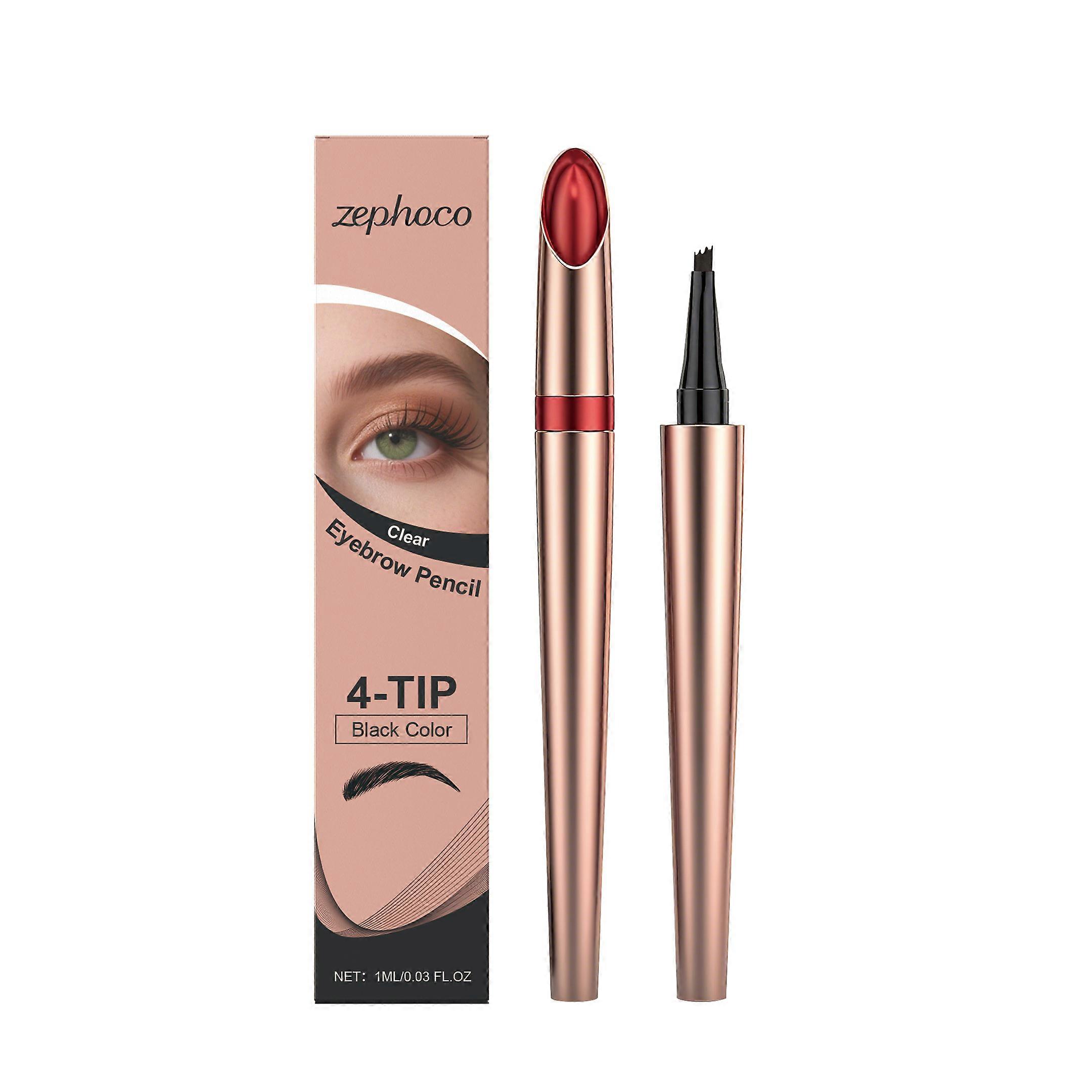 Zephoco Black Four-Fork Eyebrow Pencil For Daily Eyebrow Shaping, Long-Lasting Water Resistance, Natural And Smooth Filling, And Color Enhancement