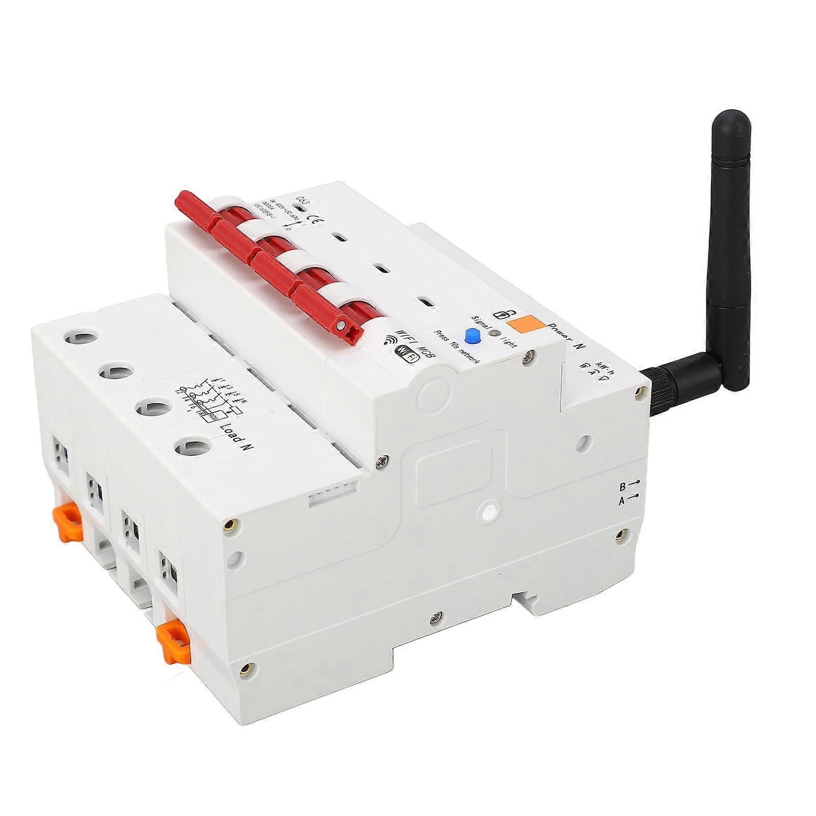 WiFi Circuit Breaker 4P Leakage Protection Switch Remote Control Electricity Metering Switch AC400V 50/60HZ 63A