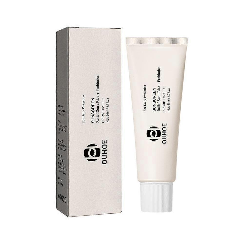 Rice Sunscreen 50ml Broad Spectrum SPF Face Moisturizer Lightweight Non Greasy Sensitive Skin Water Resistant UVA UVB Protection