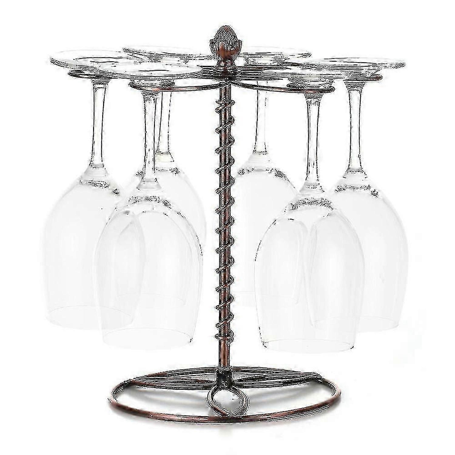 رف زجاج النبيذ ، رف تجفيف زجاج النبيذ الأحمر ، رف زجاجي 6 حامل رف عرض تخزين زجاج النبيذ ستيموير (قائم بذاته)