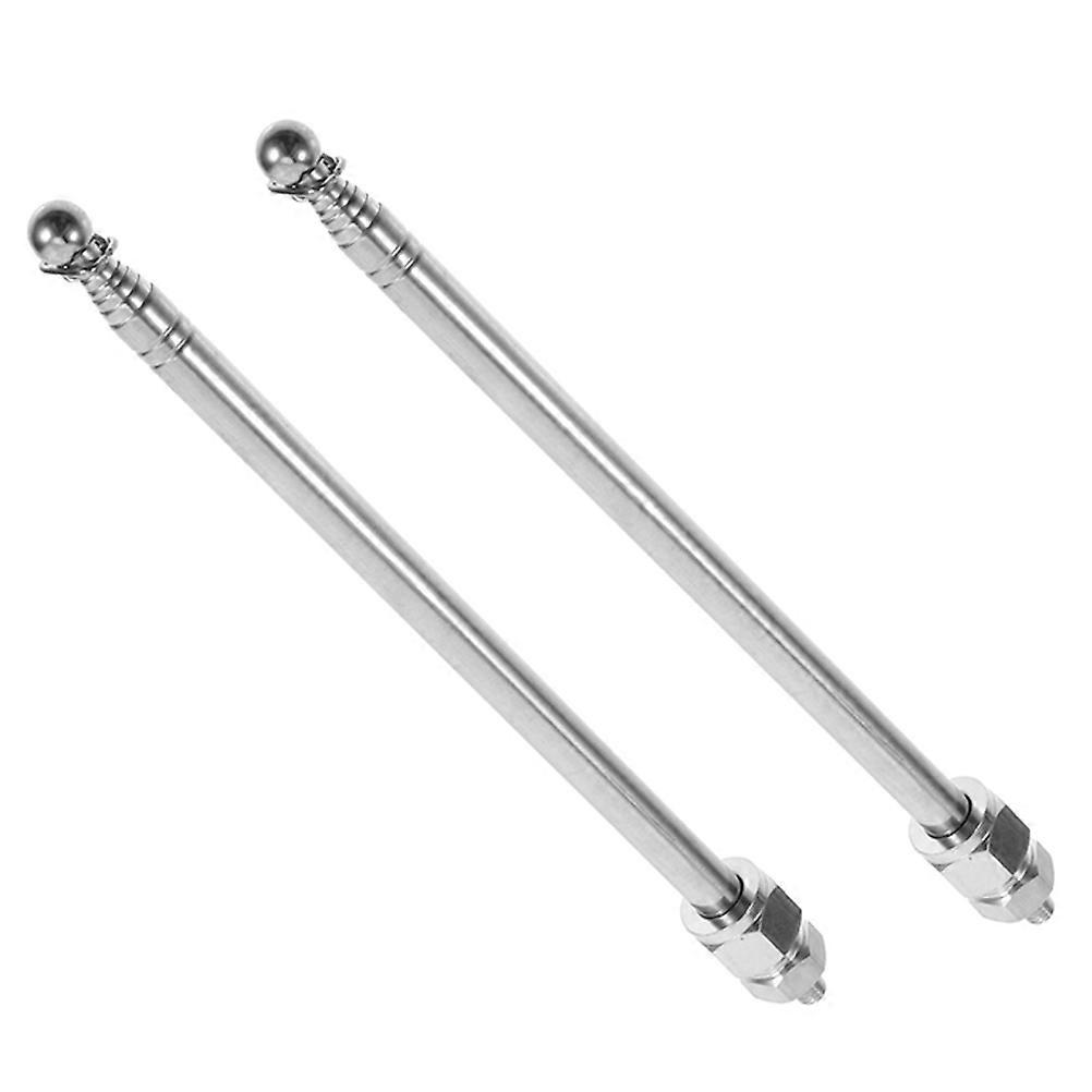 Silver Motorcycle Flagpole Retractable for Handlebar 2Pcs Riding Accessories