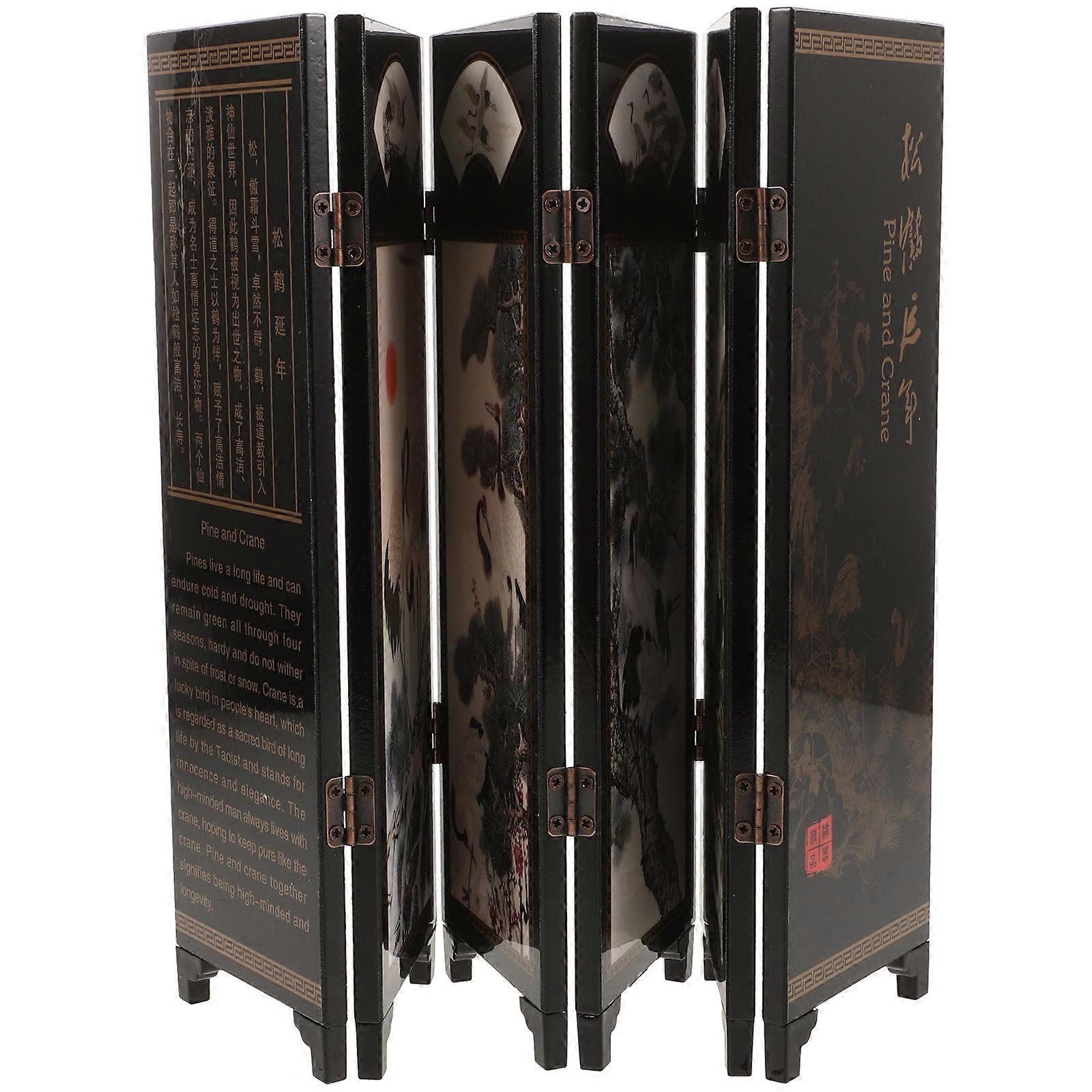 Antique Design Desktop Divider Folding Screen 1Set Multi Color Rectangular Ideal For Living Room And Study Decoration