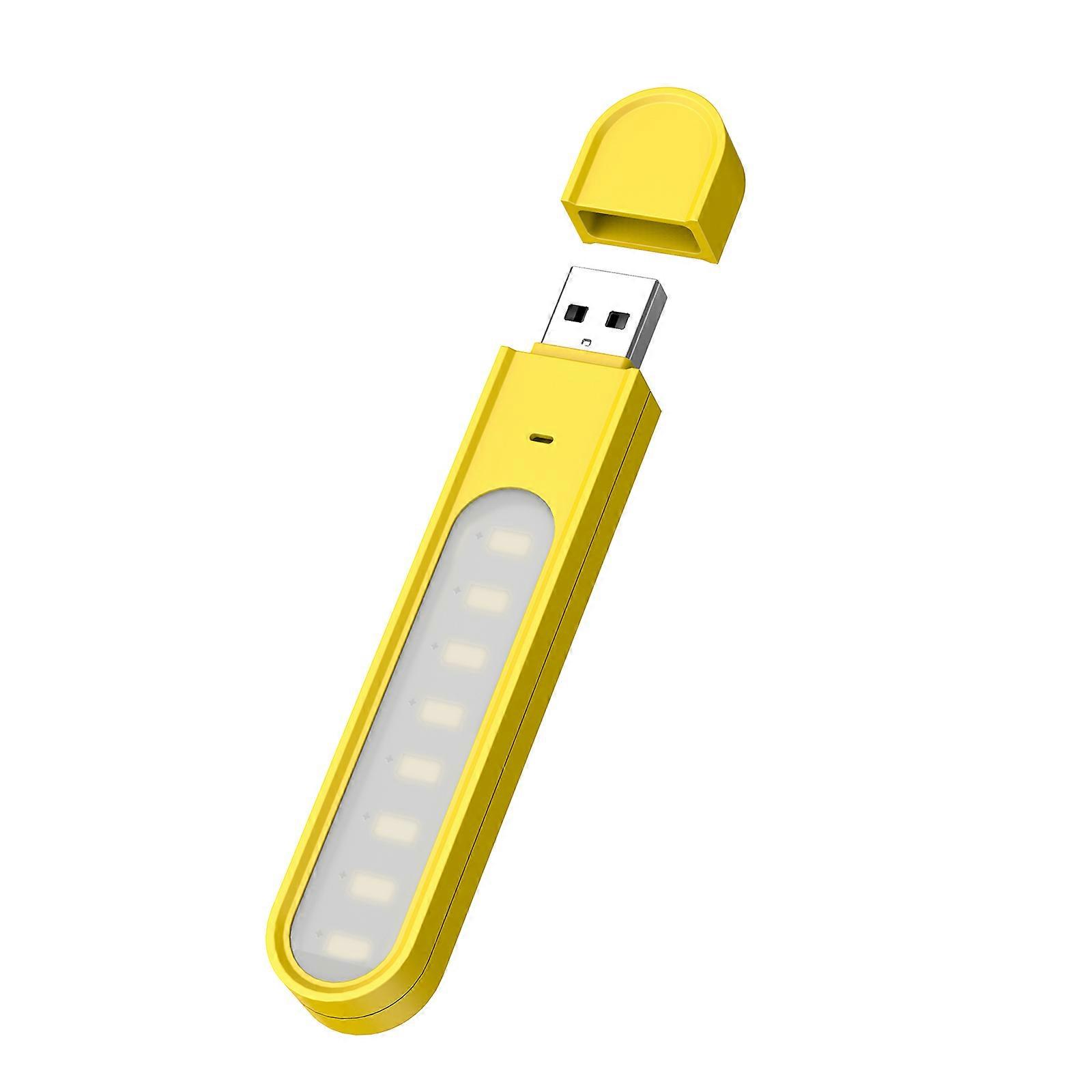 Multi Purpose USB LED Desk Lamp 8 Bright Lights Type C USB LED Lamp Light Portable Night Light For Study Camping  Yellow