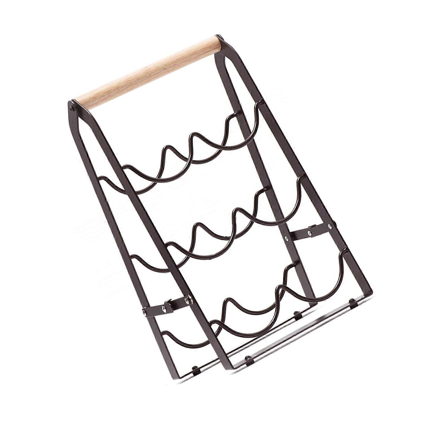 Elegant 3 Tiers Wine Bottle Holder with Handle Convenient 6 Bottle Wine Display Shelf Space Saving Storage Organiser Multicolor