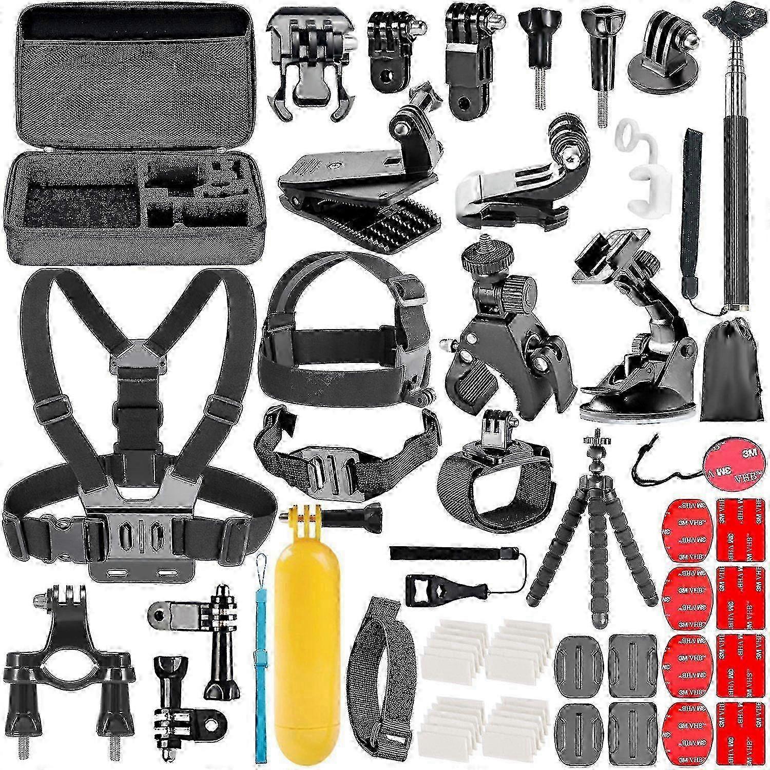 58-In-1 Action Camera Accessory Kit Compatible With Gopro Hero 9 8 Max 7 6 5 4 Black Gopro 2018 Session Fusion Silver White Insta360 Dji Akaso Apeman