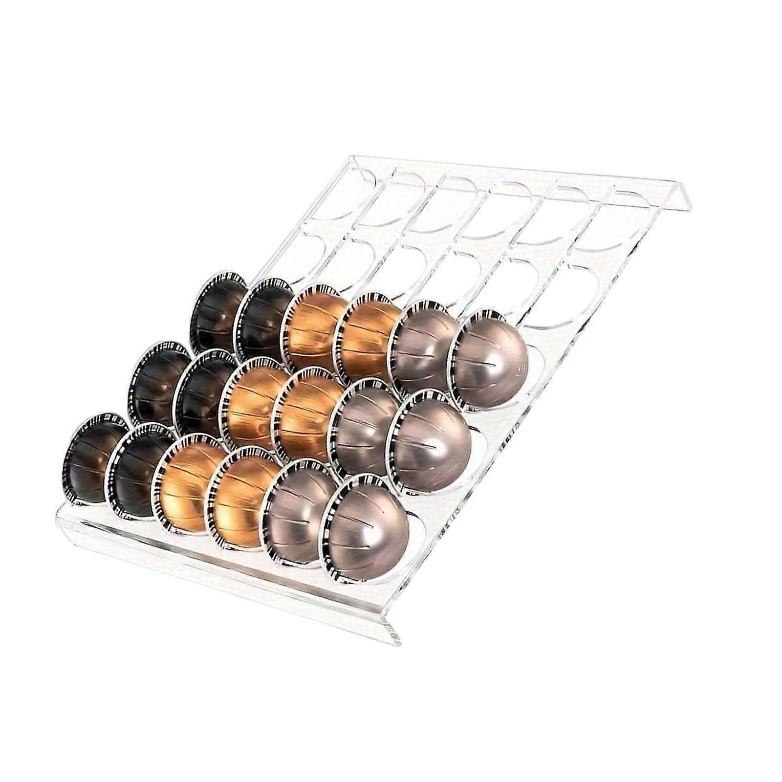 Clear Acrylic Coffee Pods Organiser Tray Non Slip Base Large Capacity Countertop Storage Sturdy Design