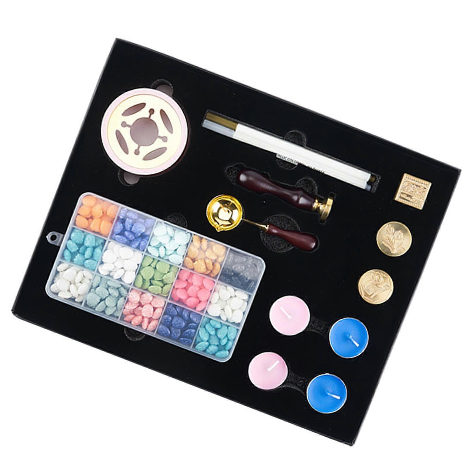 Sealing Wax Set with Wax Seal Beads Wax Seal Stamp Set Wax Melt Spoon for Invitations Cards Envelopes Wine Packets Multicolor