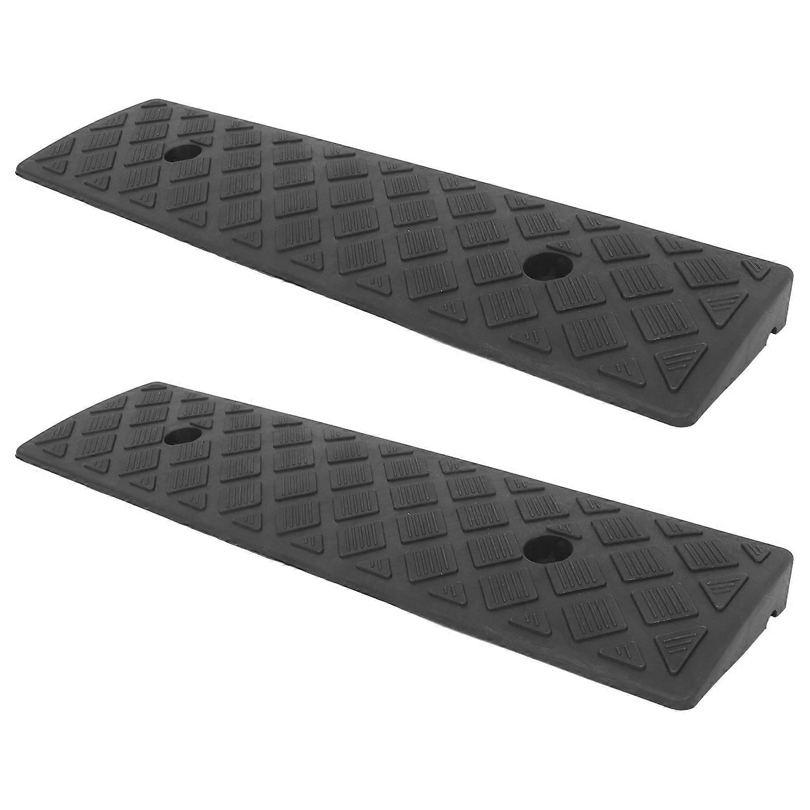 2Pcs Rubber Car Threshold Curb Ramps for Driveway for Mobility Use