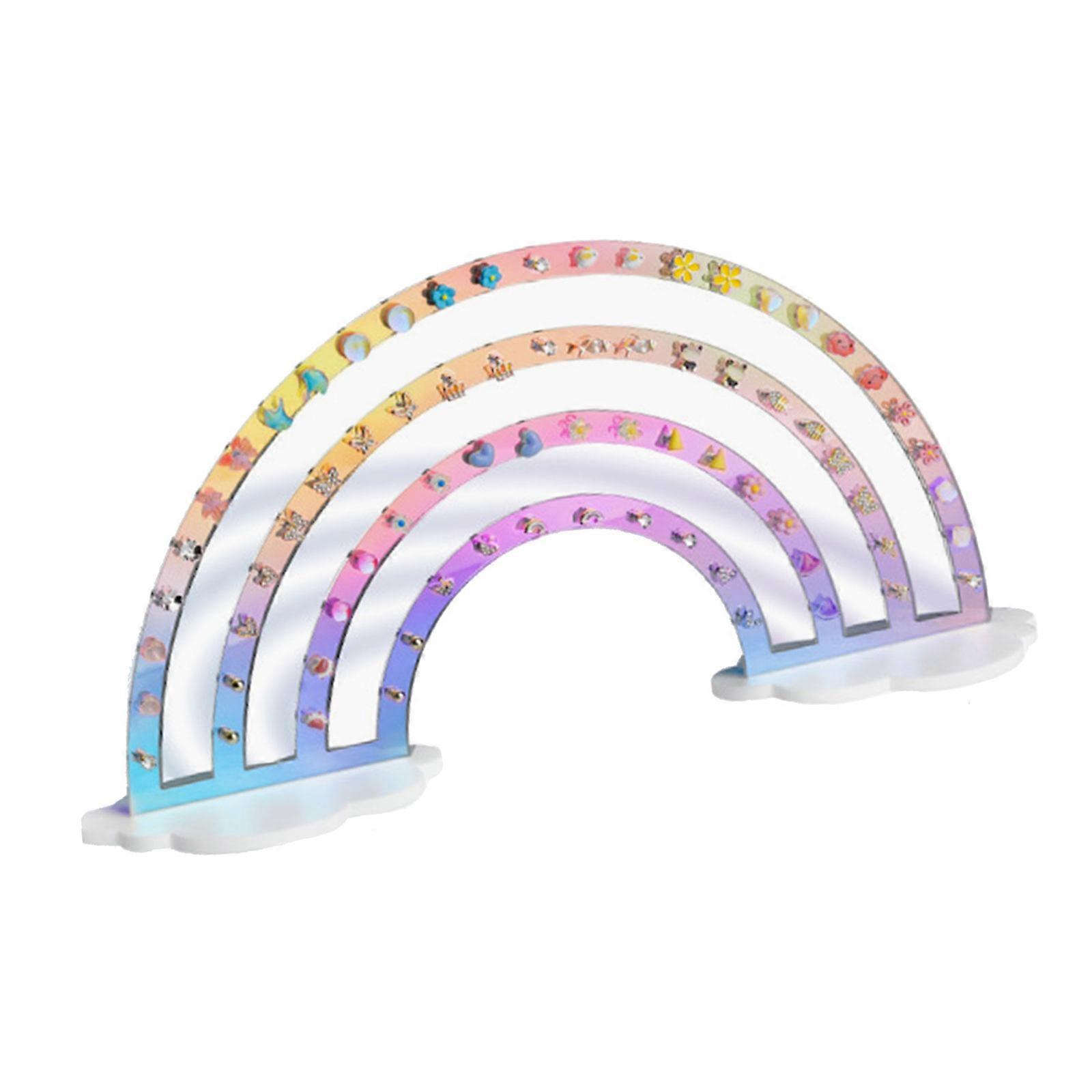 Acrylic Rainbow Cloud Earring Rack Unique Rainbow Cloud Earring Display Stand Practical Storage Holder for Bathroom  Color