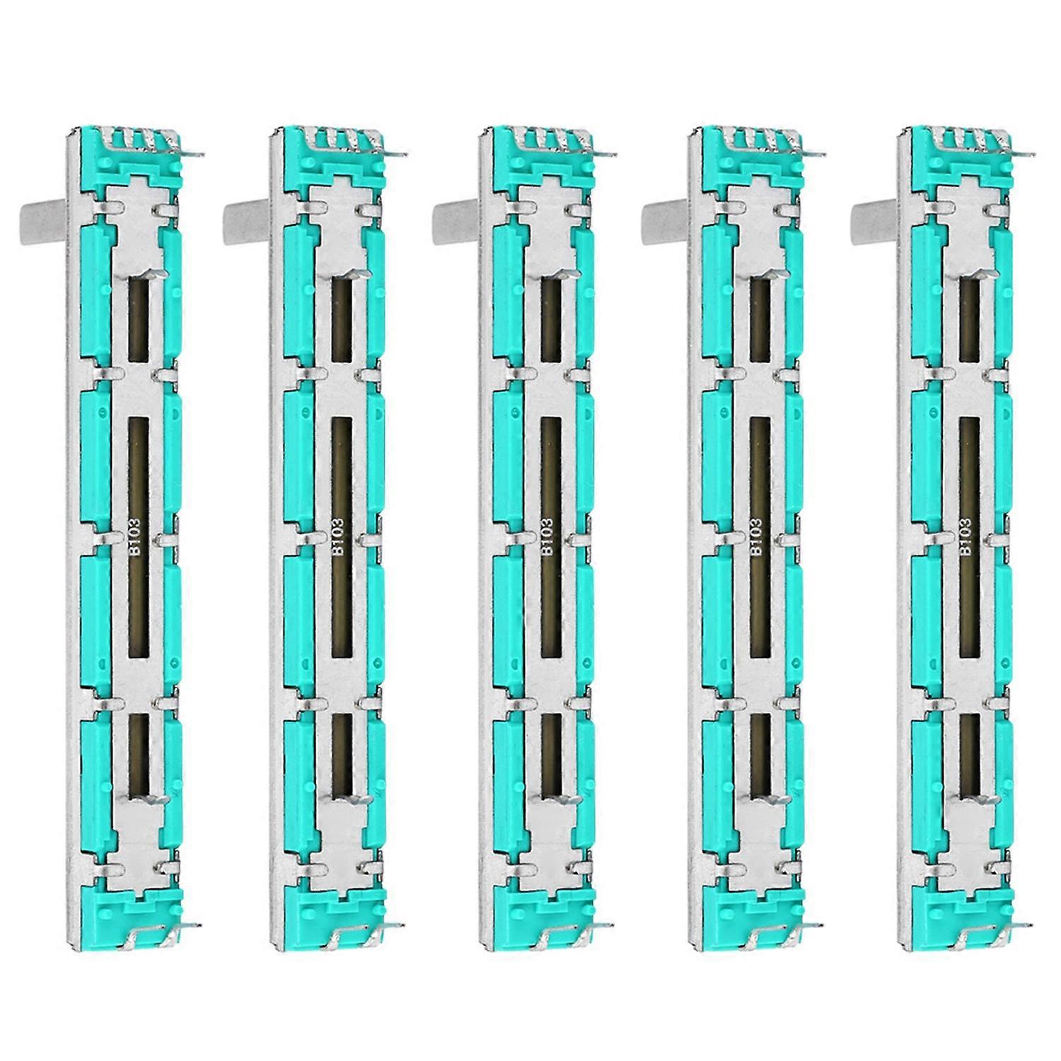 5 Pcs Slide Potentiometer B10K Double Channel Straight Slide Mixer Fader for Multiple Purposes B10K