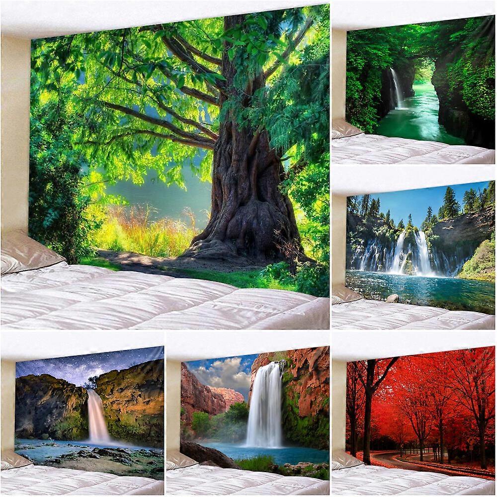 Large Forest Waterfall Tapestry 3D Wall Hanging Bedspread Blanket Backdrop Mural