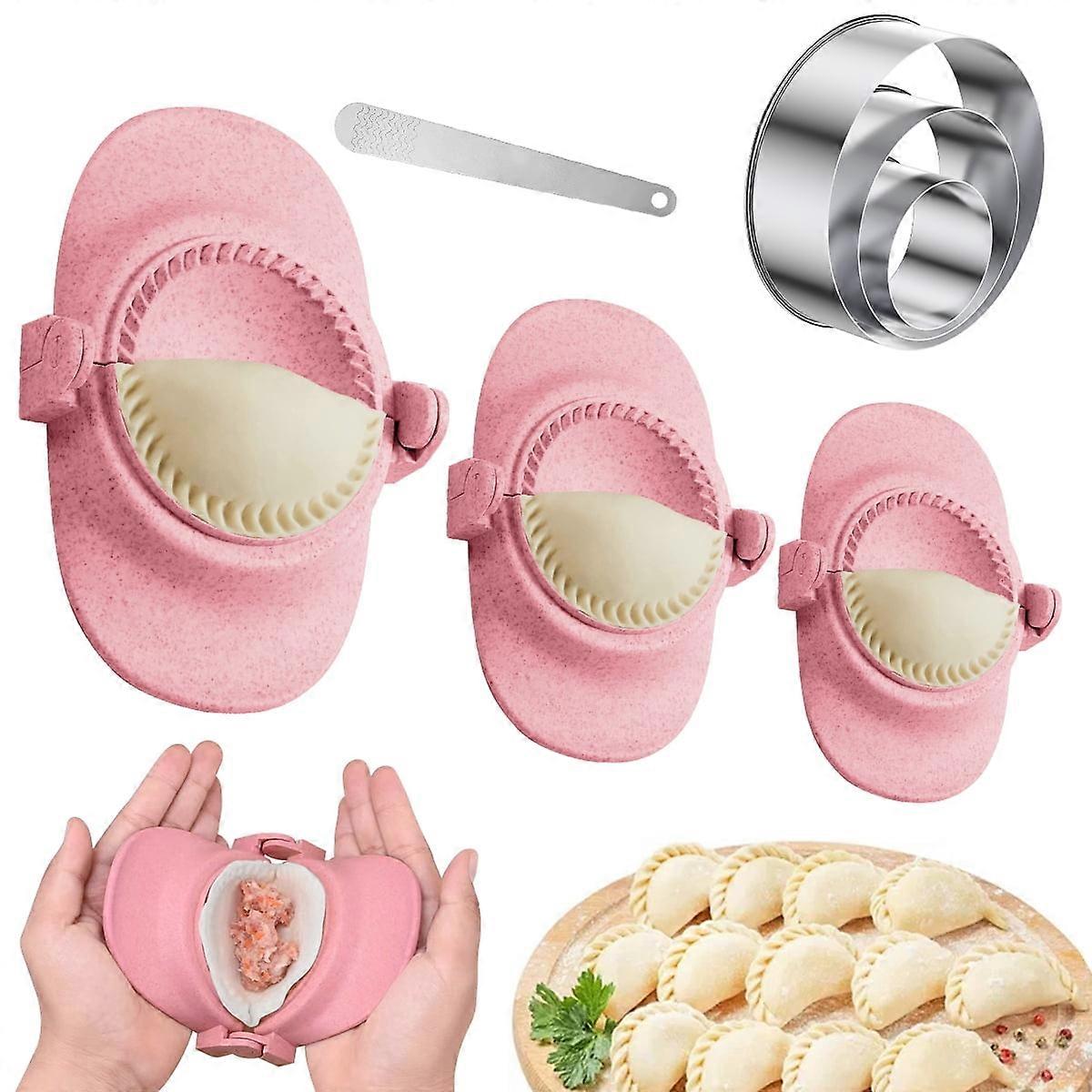 Grusce Dumpling Maker Set with Dough Cutter, 3 Sizes, Compatible with Empanadas, Pierogi, Calzone, Chinese Dumplings