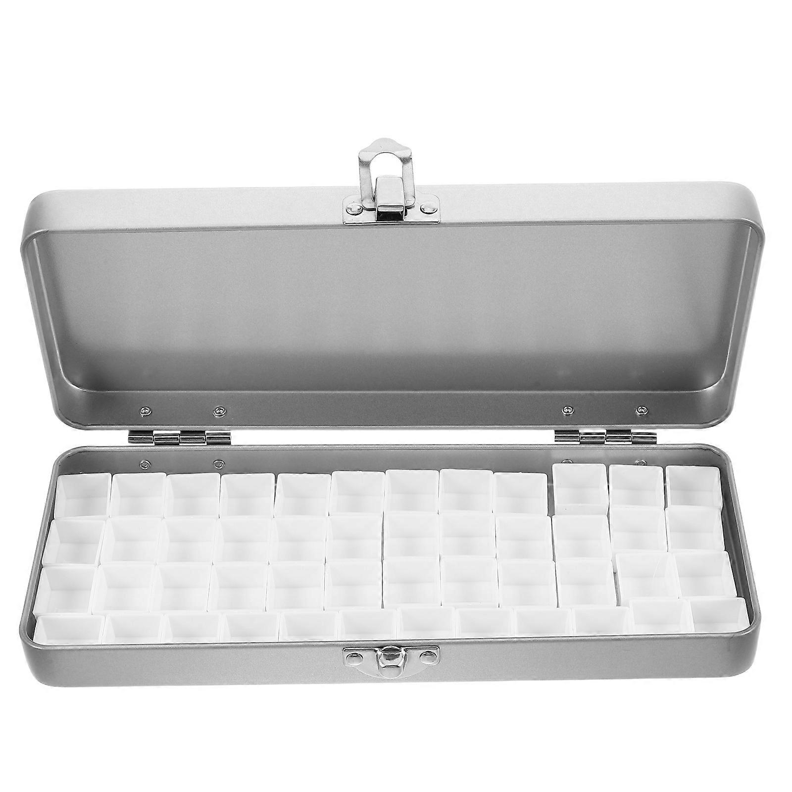 Watercolor Mixing Tray Empty Palette 48 Grid Portable Travel Sketching Silver Airtight 1Set