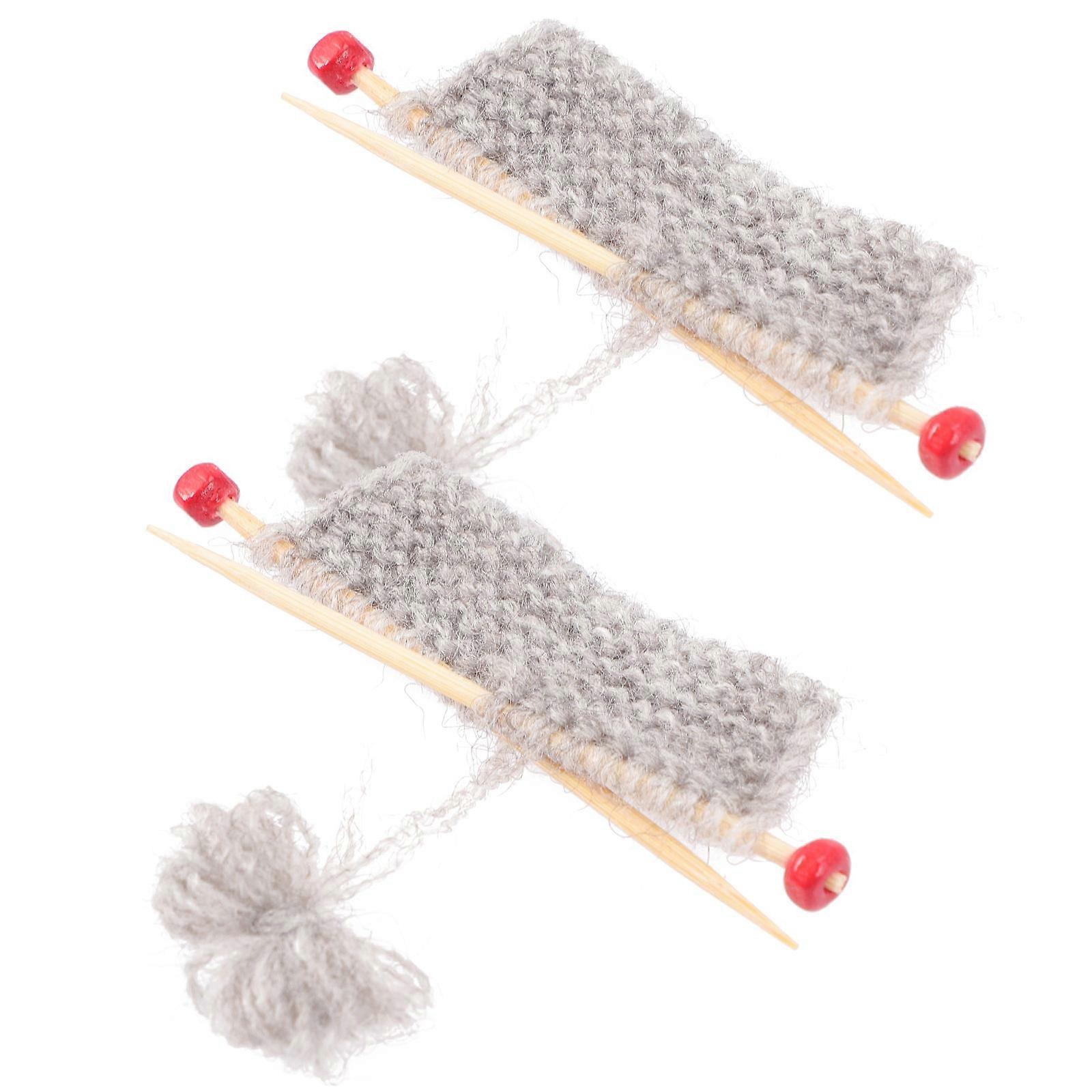 Miniature Knitting Sweater Ornaments for Mini House 2Pcs Grey Props