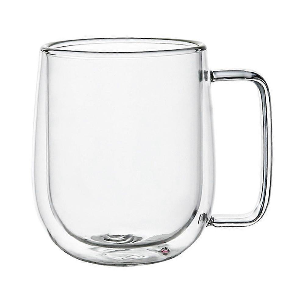 Double Walled Glass Coffee Mugs with Handle & Spoon, Insulated Clear Borosilicate Cups Compatible with Tea, Coffee, Latte, Cappuccino