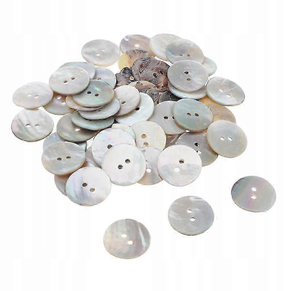 50 Pieces Shell Button 2 Holes Sewing Button For