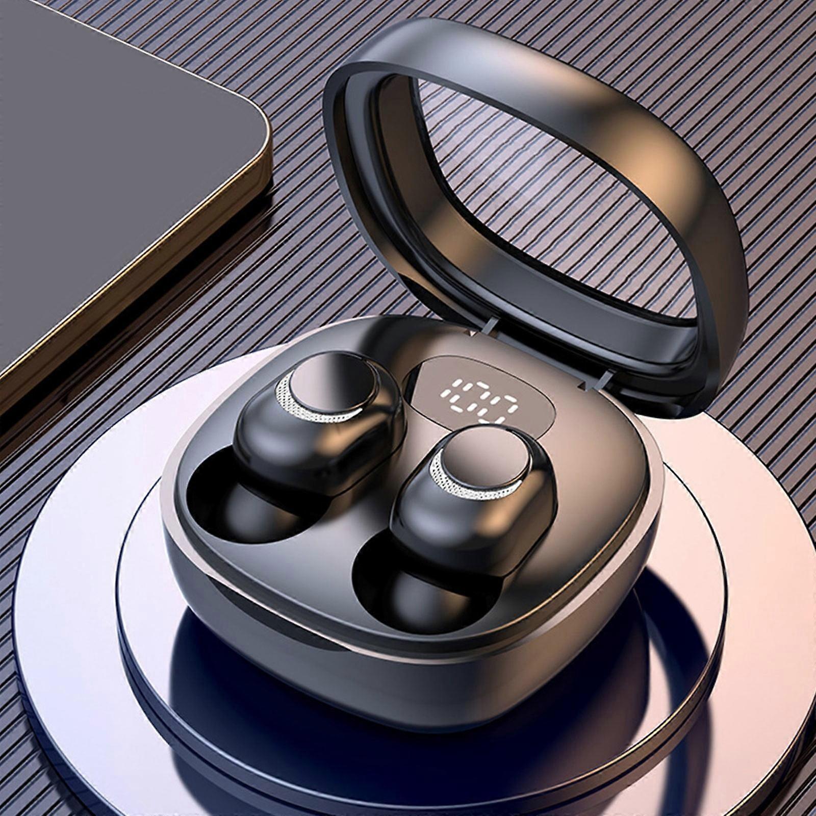 Fnyoxu Bluetooth 5.3 Wireless Earbuds, LED Display, No Delay, HD Calls, Compact Design, Black