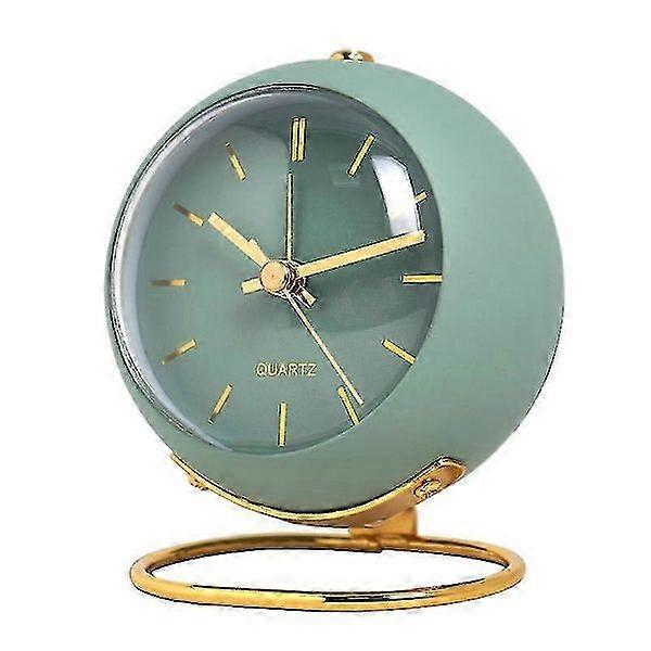 Analog Alarm Clock with Lamp, Small Silent Retro Alarm Clock Student Bedside Alarm Clock Luminous Hands Clock (Green)
