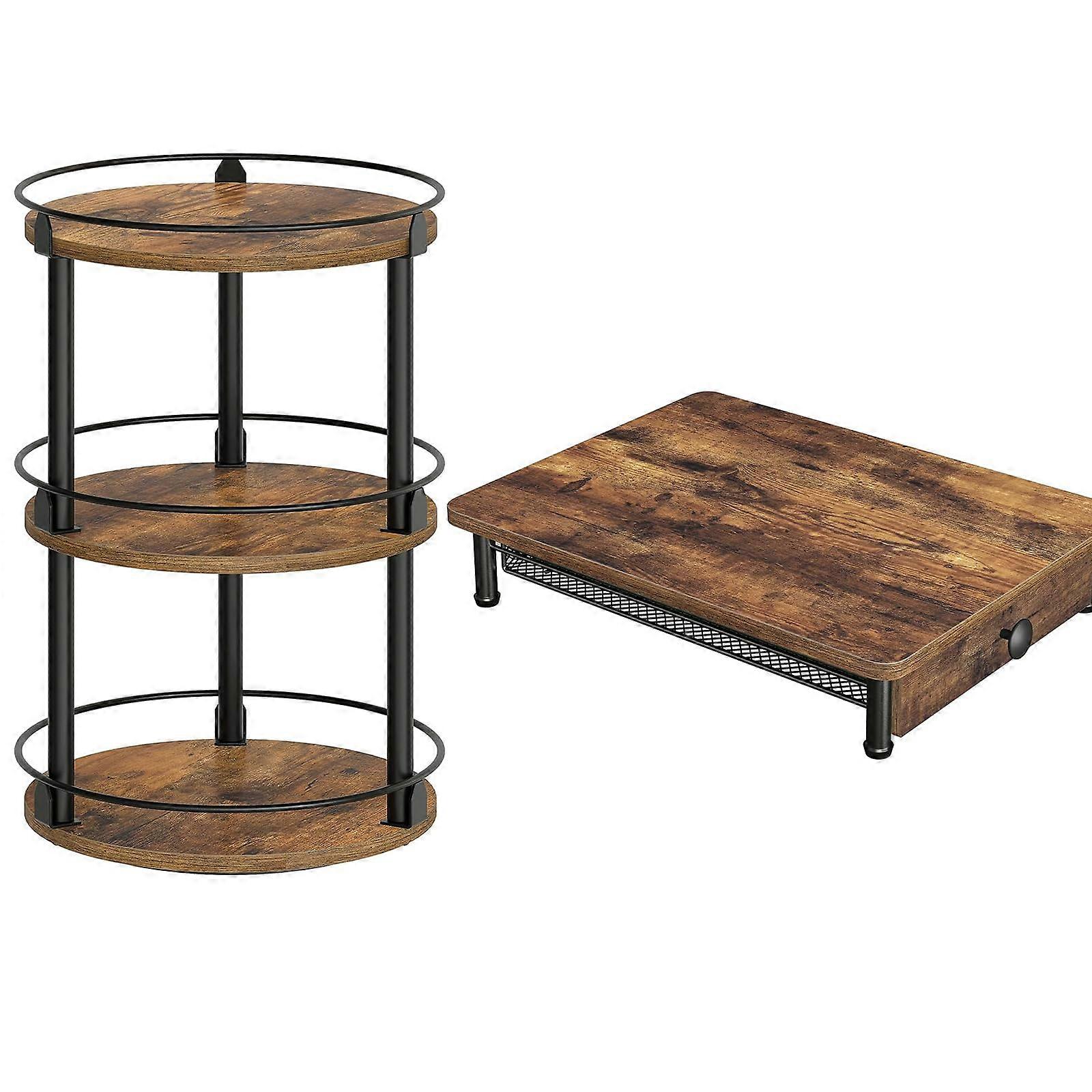 Lazy Susan Organizer with 3Tier Rotating Spice Rack and Coffee Pod Drawer Holder