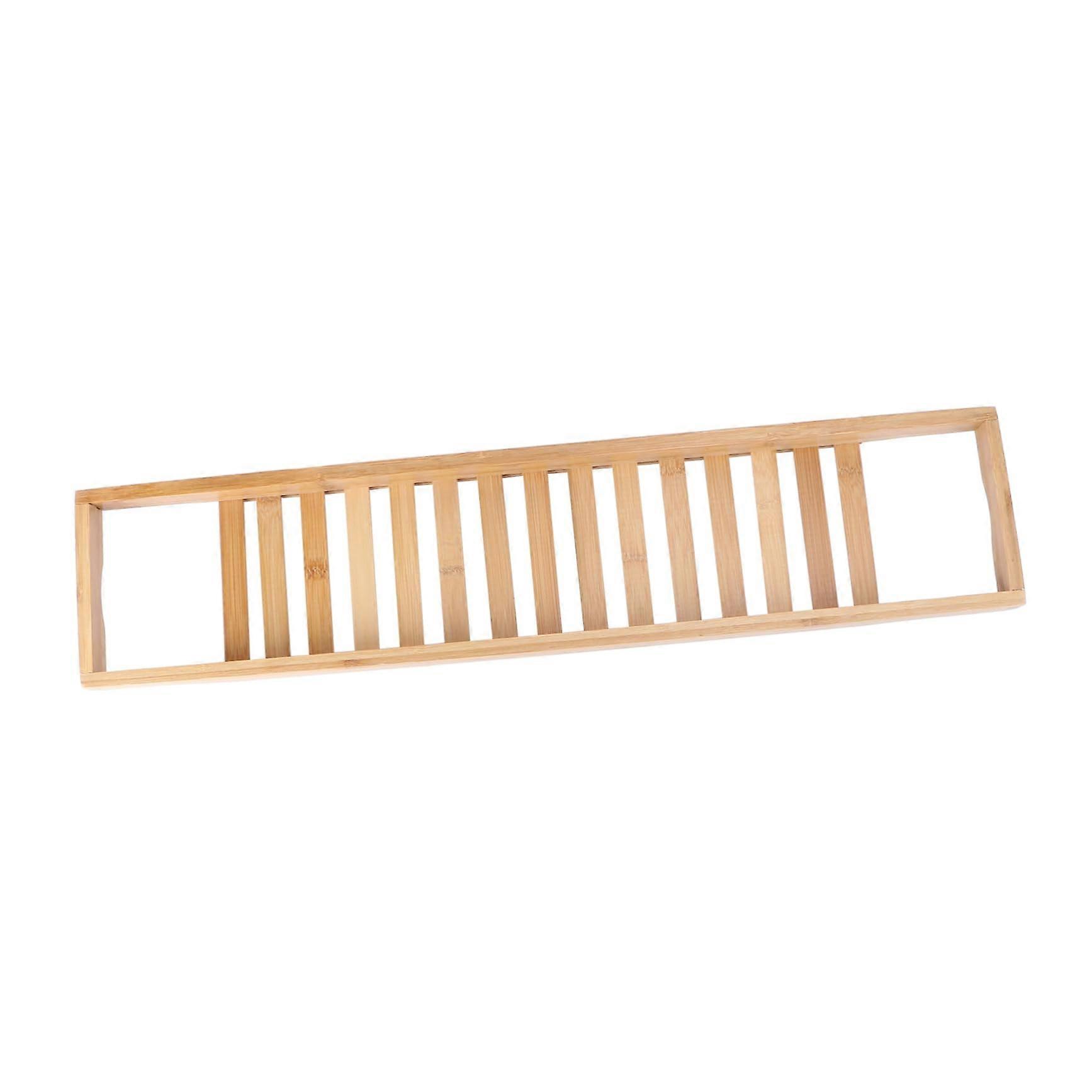 Bamboo Bath Tray Expandable Bathtub Caddy with Book and Tablet Holder for Relaxation Storage