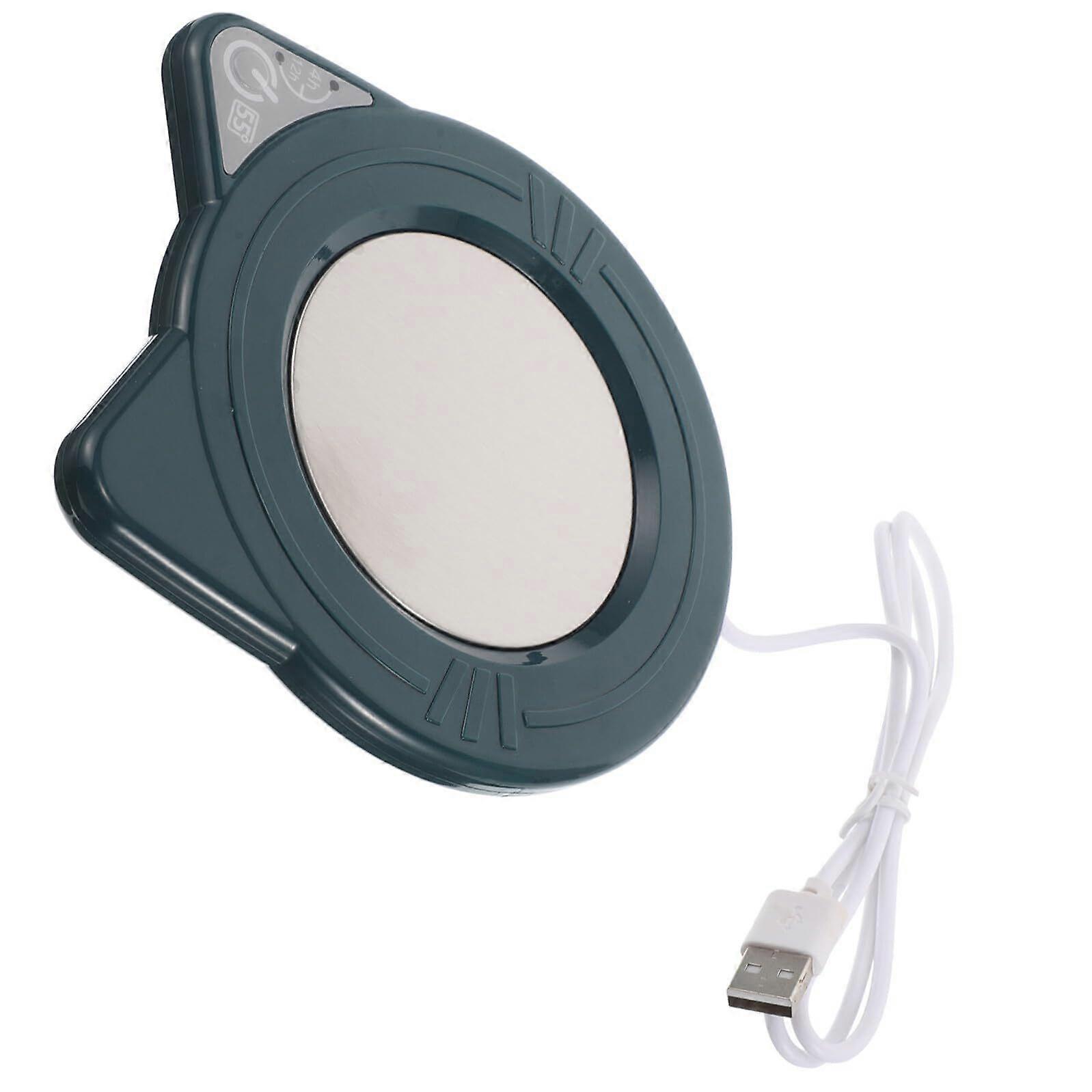 Adjustable Temperature USB Warmer, Portable Heating Pad for Consistent Drink Warmth, Sleek Design for Desk Use, Green.