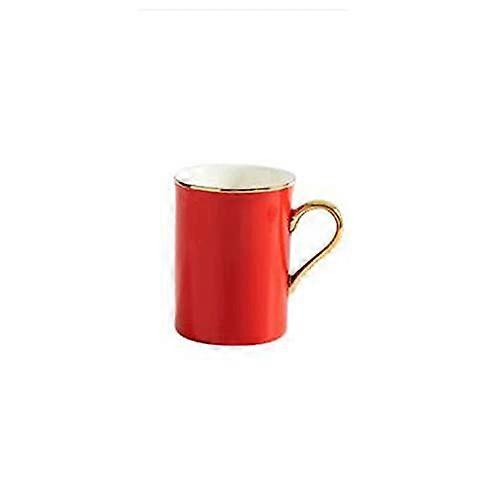 Ceramic Coffee Cup Set of 6 Red 350ml Large Capacity Porcelain Mugs with Ergonomic Grip
