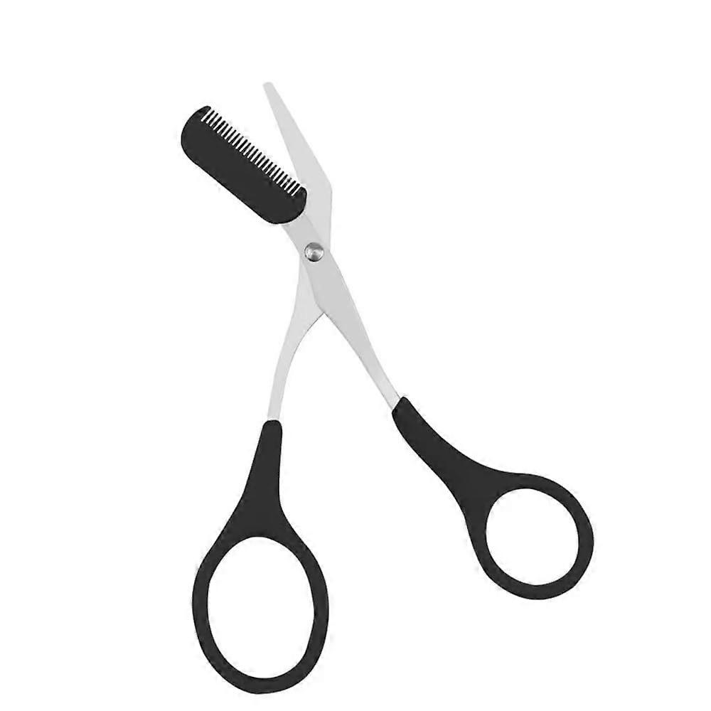 Eyebrow Trimmer Scissors with Detachable Comb, NonSlip Handle Grooming Tool for Women, Black