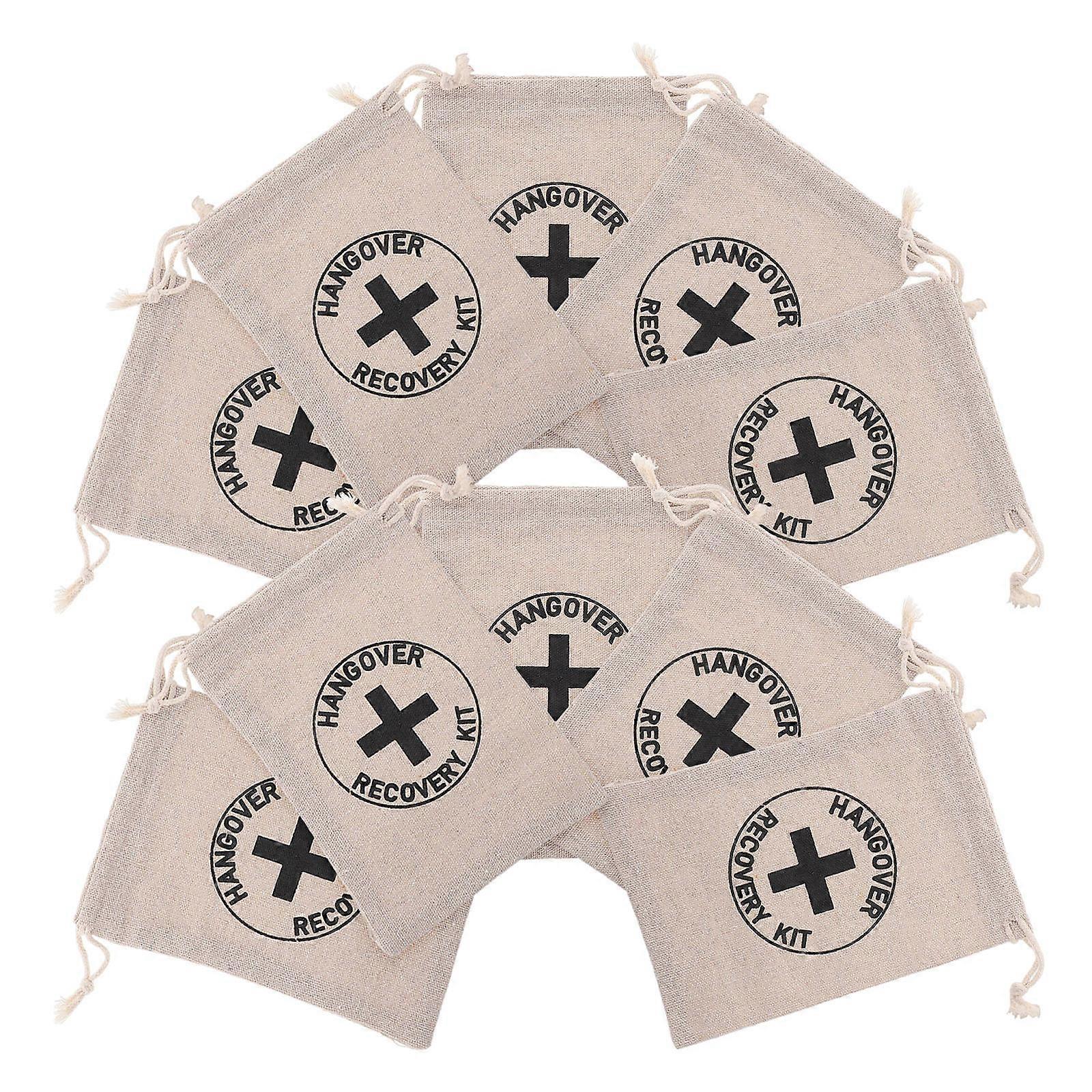 Hangover Bag Cross Pattern Cloth Drawstring Bag for Storage 10Pcs
