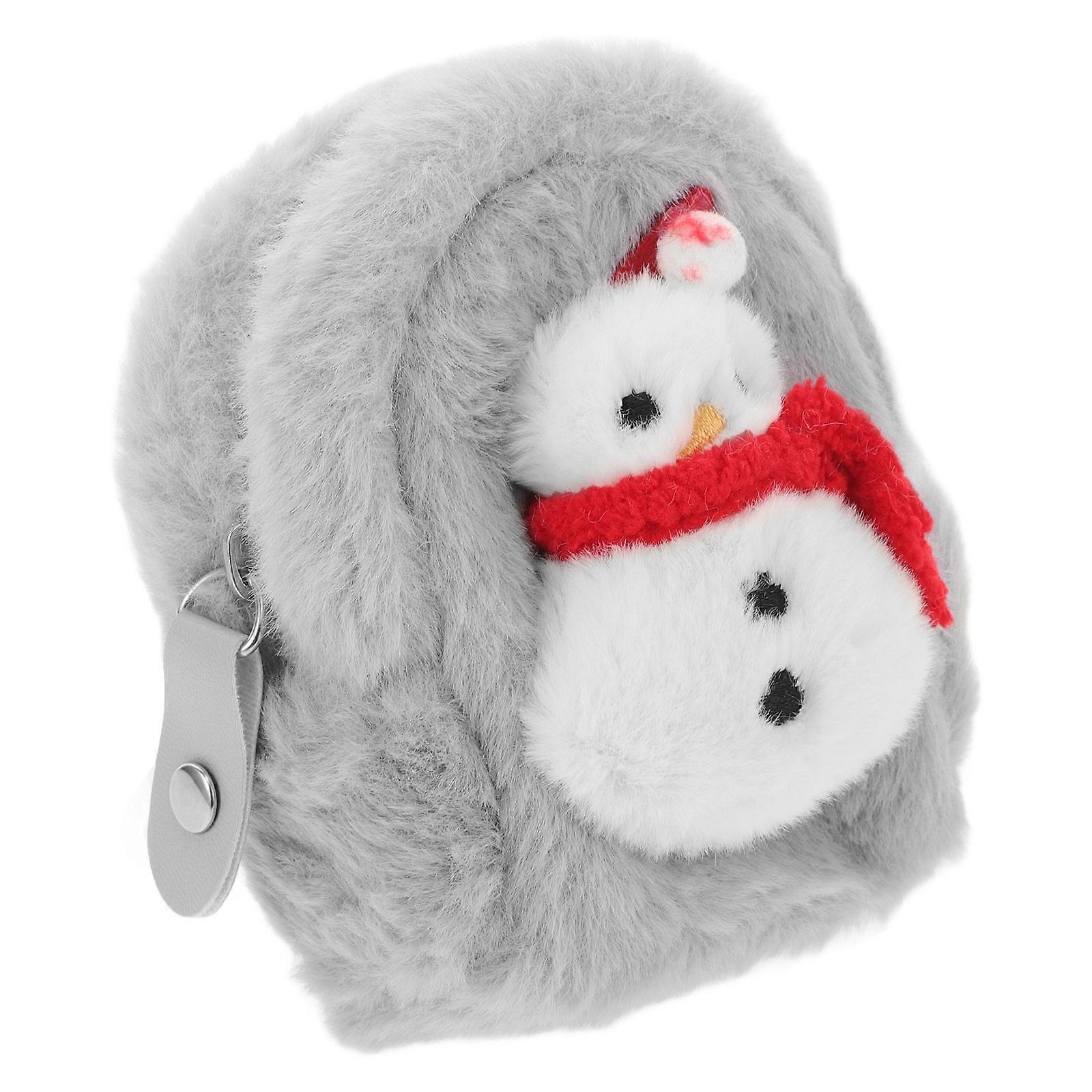 Plush Snowman Keychain Wallet Mini Cute Purse for Storage Use Accessory