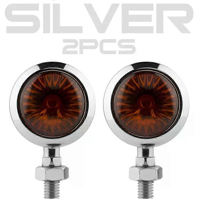 2/4PCS Universal Metal Retro Motorcycle Turn Signal 12V Indicator Light Black Chrome Bullet Running Lights Lamp Amber Blinkers
