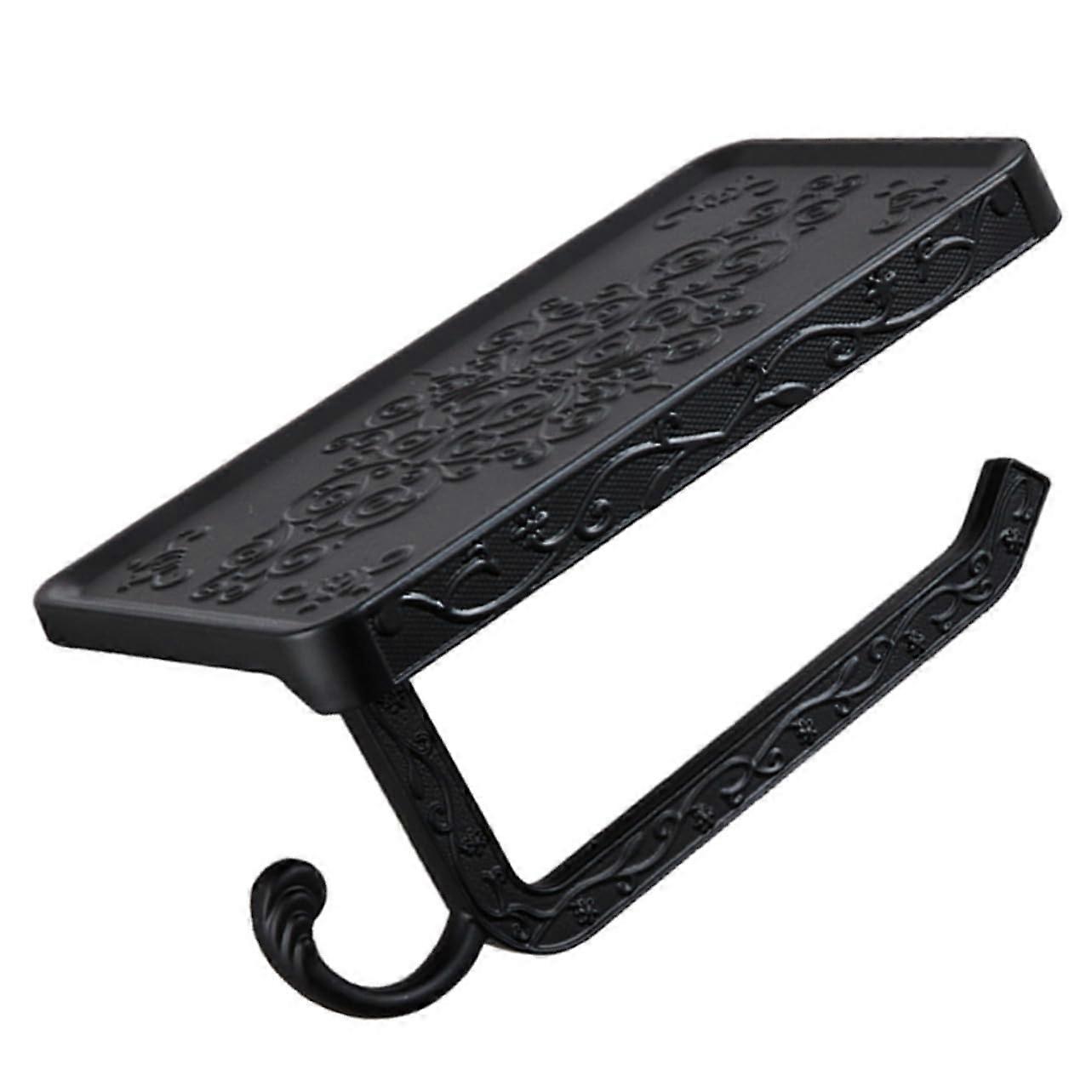 Bathroom Toilet Paper Holder with Shelf, RustResistant Wall Mounted Tissue Holder with Storage Rack