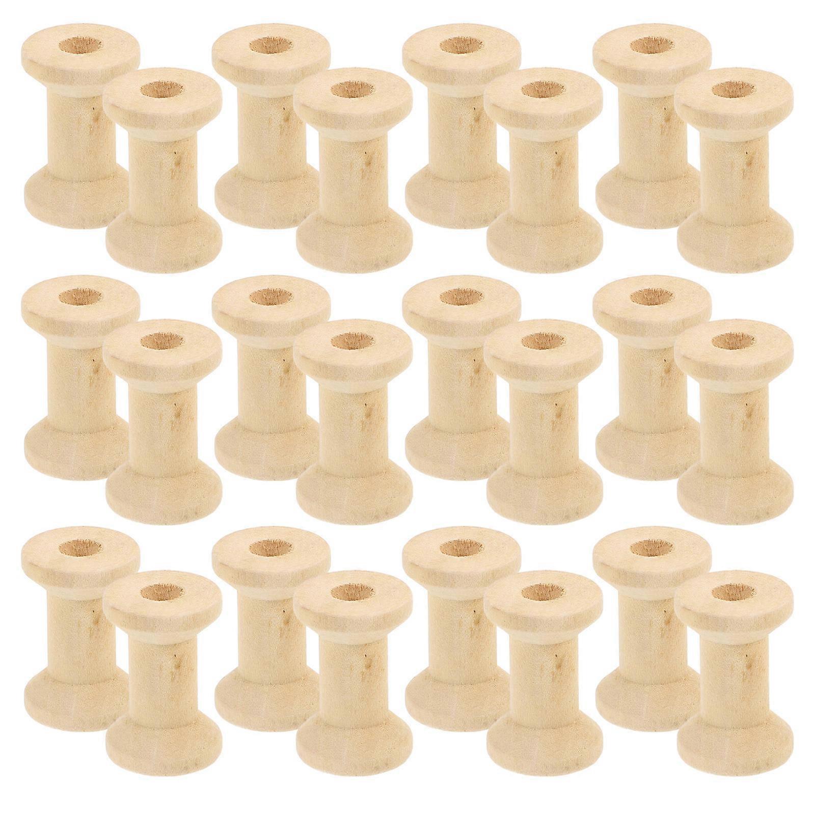 Wooden Thread Spools for Crafts with 100Pcs Durable Spool Set