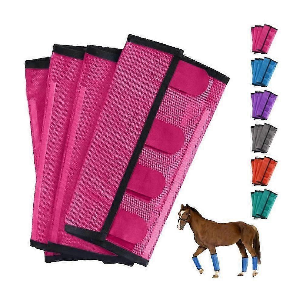 Lot de 4 guêtres anti-mouches respirantes en maille, protections pour les jambes de cheval