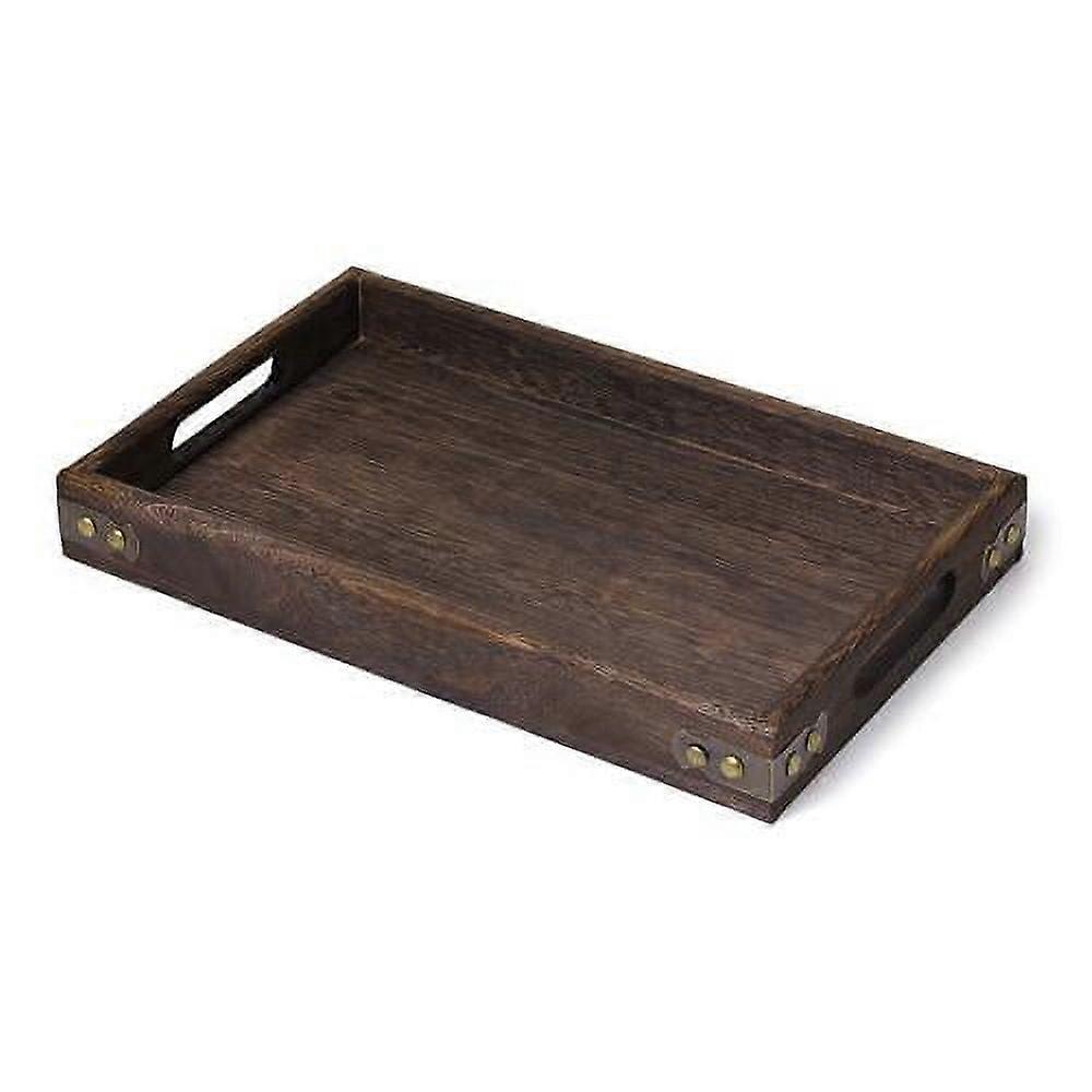 Zeonetak Wooden Rectangular 12.6" x 9" Handled Serving Tray