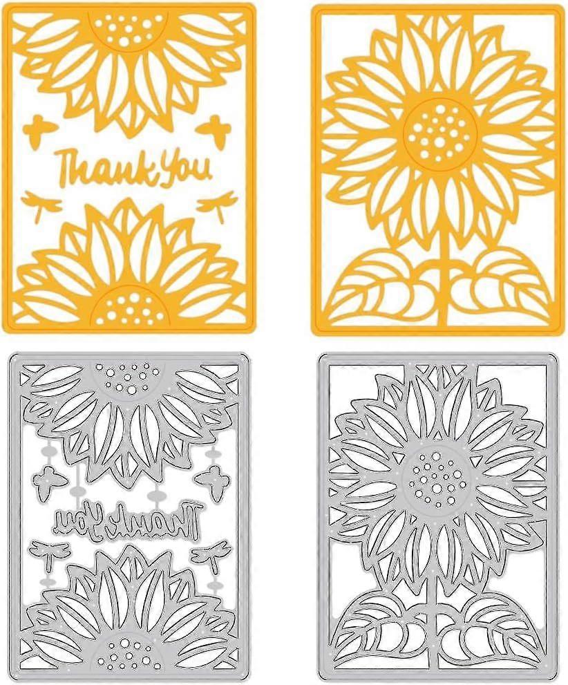Sunflower Background Frame Cutting Dies for Card Making Dies Carbon Steel Cut Die Border Stencils Scrapbooking Embossing Template for Greeting Card DI