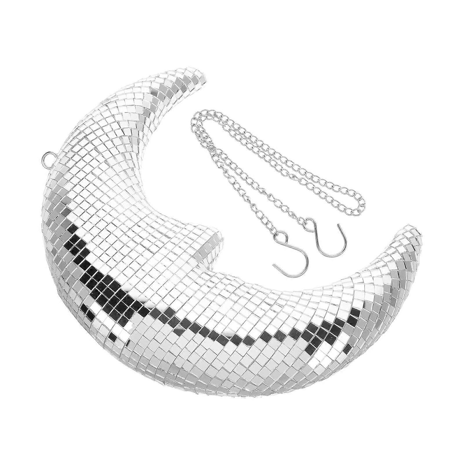 Hanging Disco Ball Decor Moon Shape Decorative Ornament for Decor
