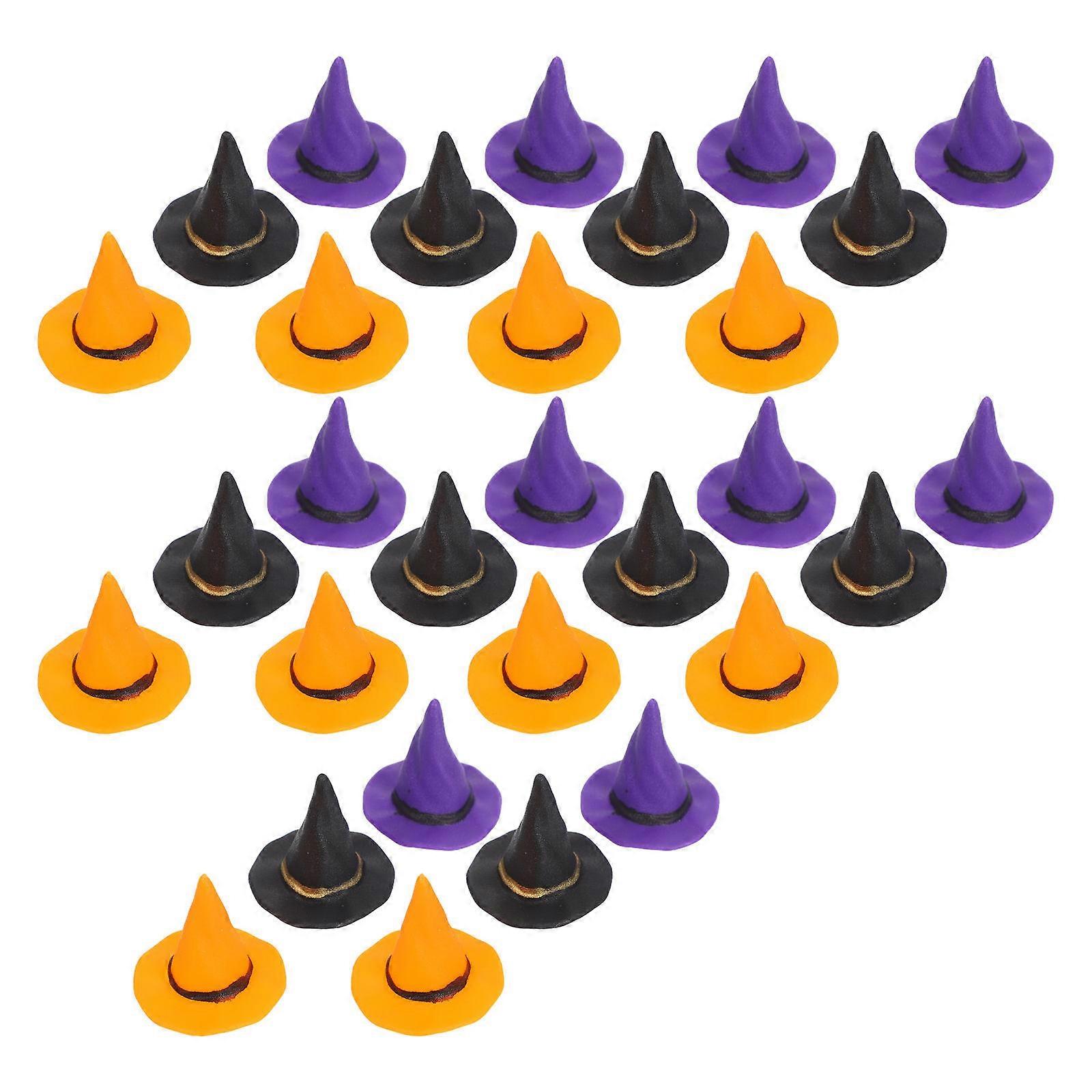 36Pcs Miniature Witch Hats for Halloween Decor Assorted Color Plastic Material
