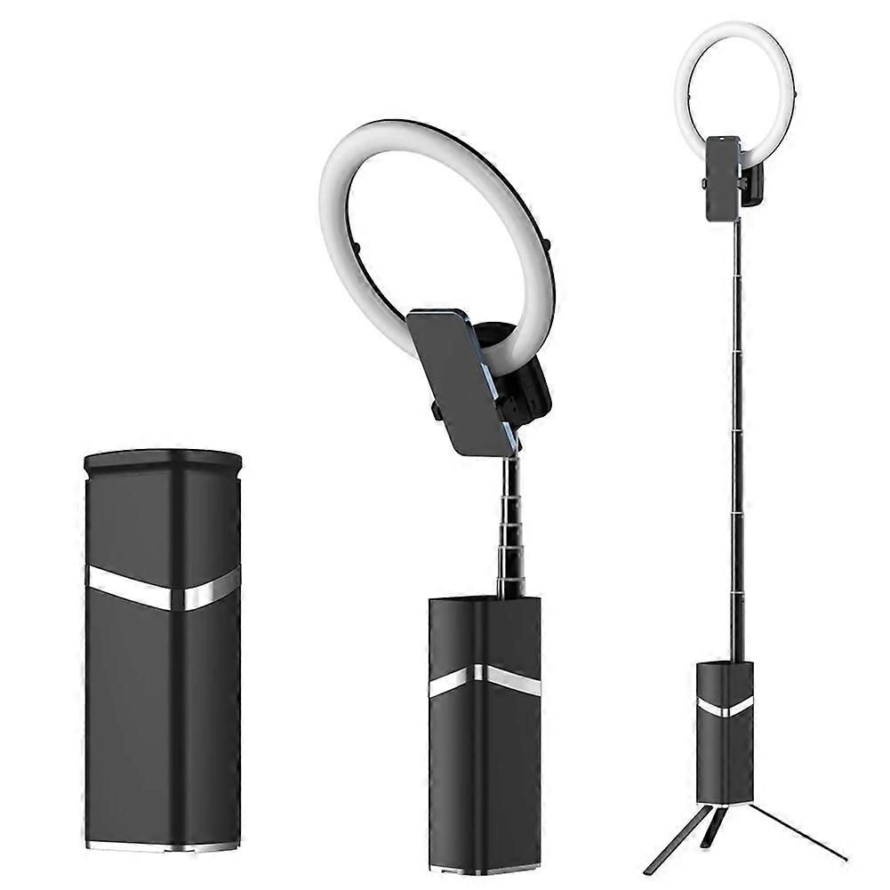 10 Inch Mini Portable LED Ring Fill Light Tripod Desktop Adjustable Remote Control Lamp for Live Streaming Black