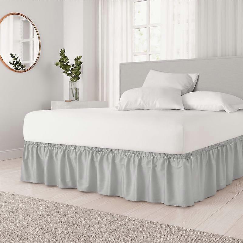 CGK Pleated Wrap-Around 15" Elastic Bed Skirt �C No Mattress Lifting, Hides Under-Bed Clutter, Bedroom Storage Hack