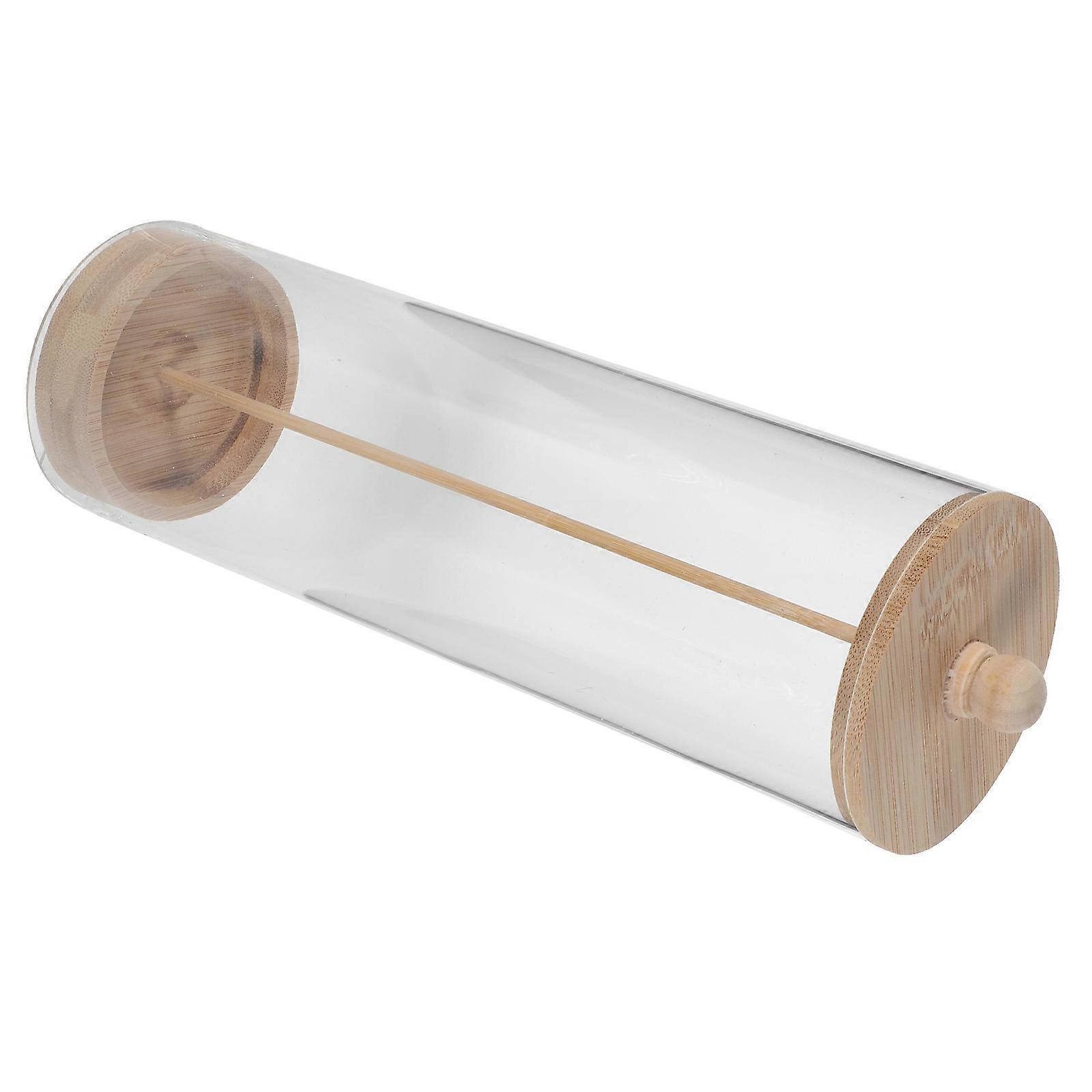 Wooden Straw Holder with Light Brown Lid for Kitchen Storage Use Elegant Design and Space Saving 6 x 4.5 x 3 inches