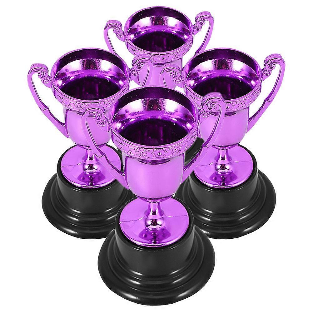 Mini Trophies Plastic Trophy Decor for Party Use 4Pcs Purple