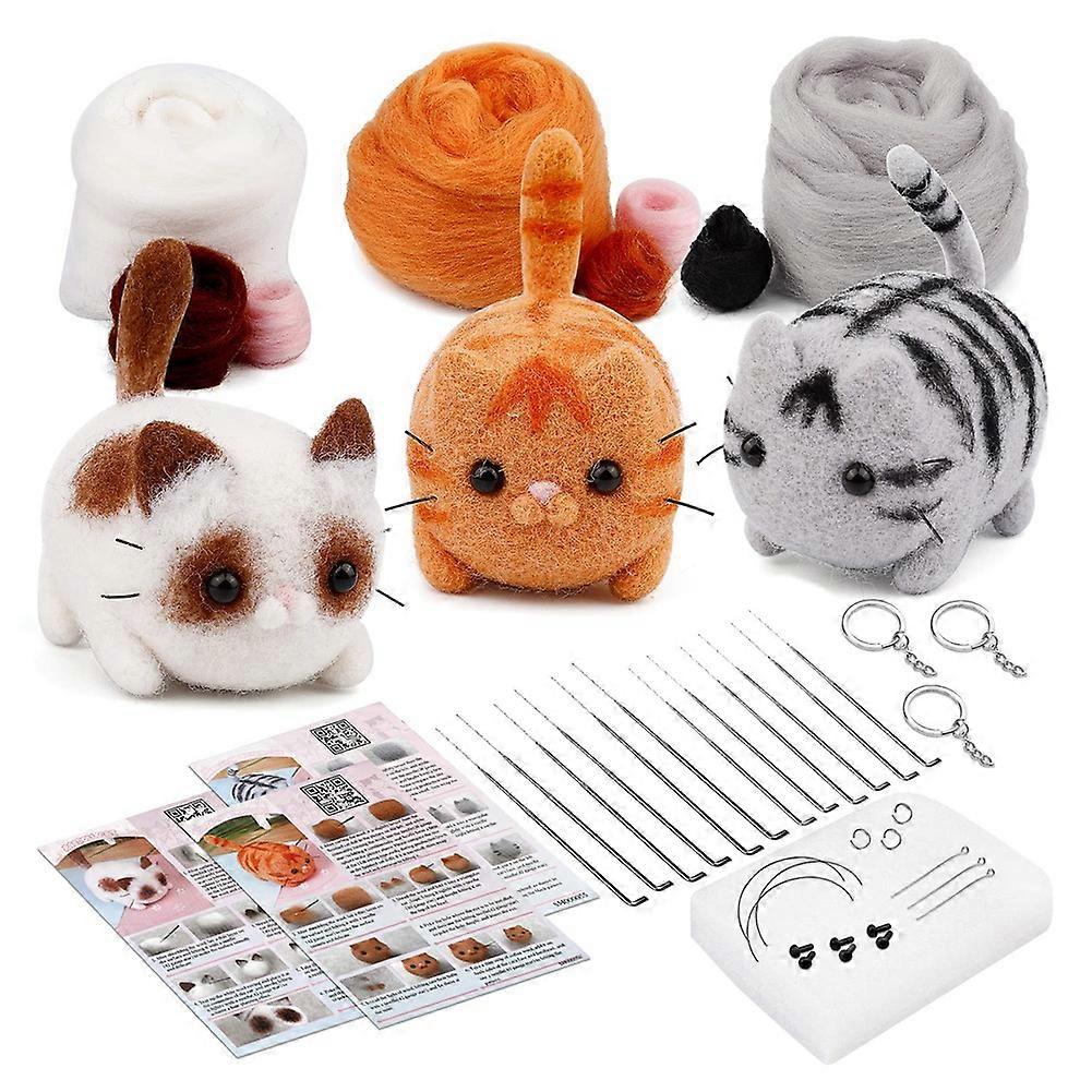Needle Felting Kits,Needle Felting Kit with Instructions,Needle Felting Pad,Felting Wool,Felting Needles,Keychain