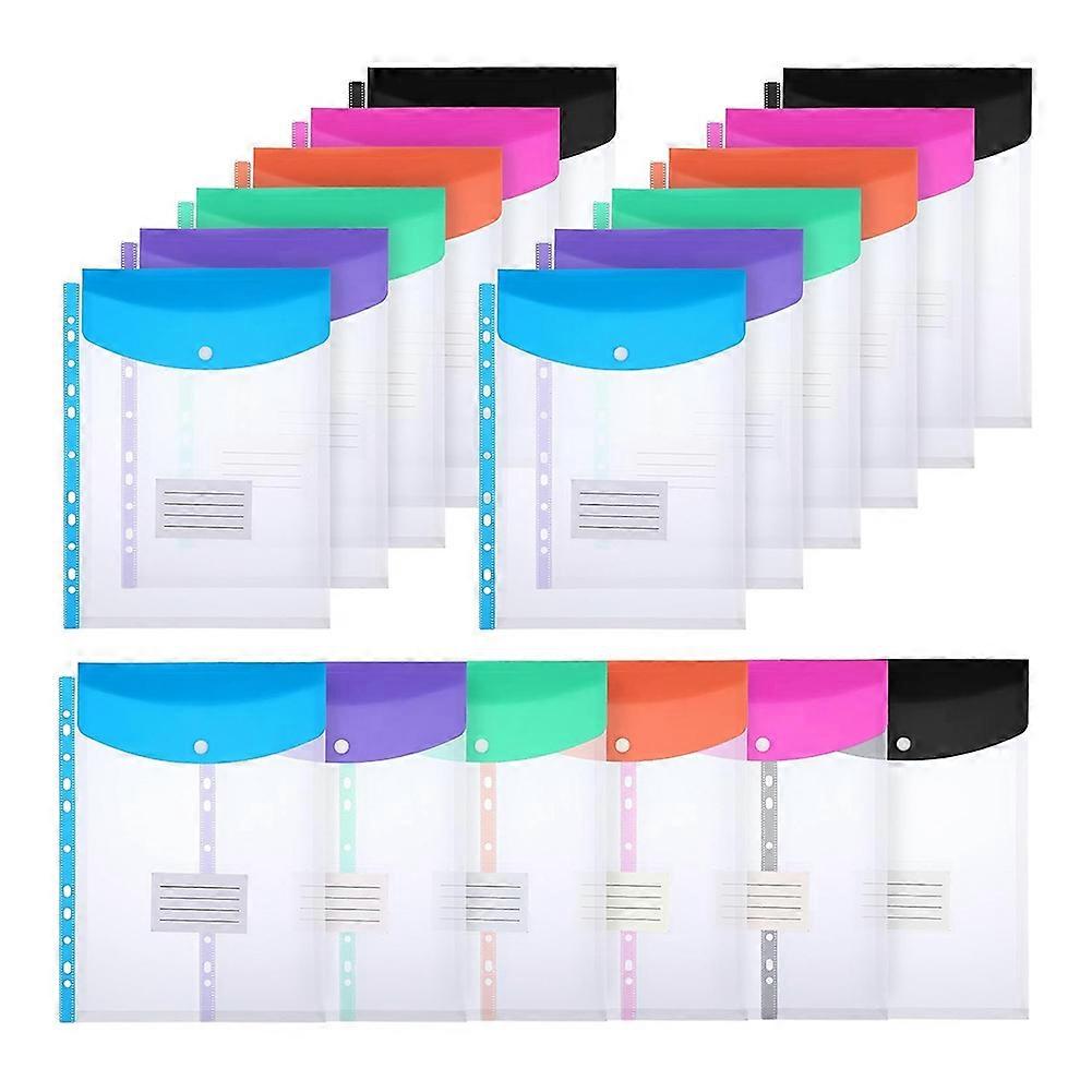 18 Pcs Expandable Binder Pocket Organizer Folders for 2/3/4 Ring Binders, Document Pouch with Snap Button and Label