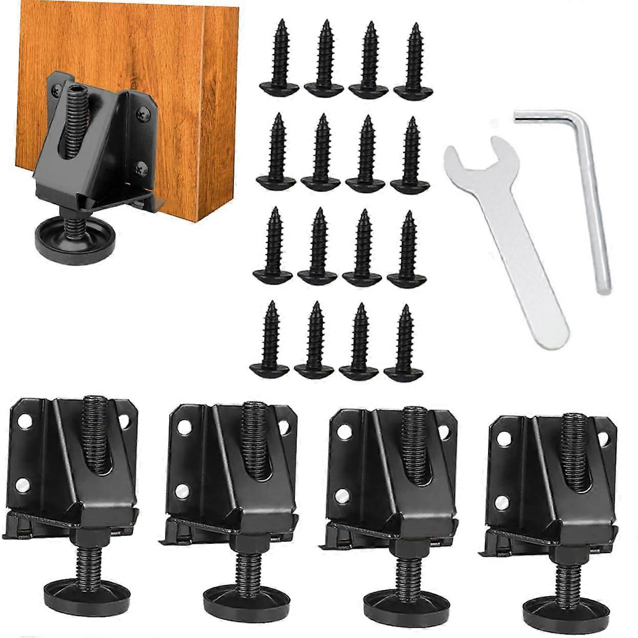 4pcs Heavy Duty Adjustable Table Leg Levelers with Swivel Foot for Cabinets and Workbenches