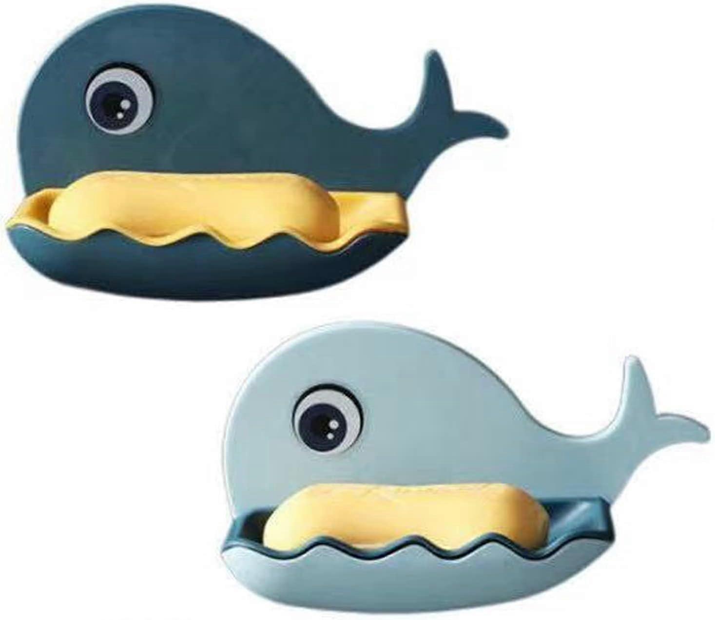 Two-piece wall-mounted rubber soap dish set, no drilling required