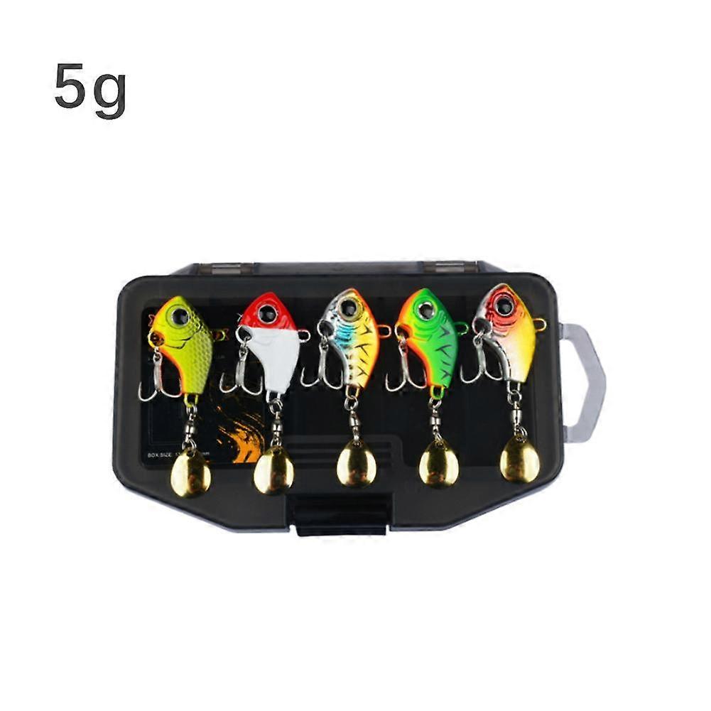 Ensemble de leurres de p��che 5 pi��ces oscillant rotatif m��tal VIB Vibration appat Spinner cuill��re gabarit leurres de mer appats durs artifi